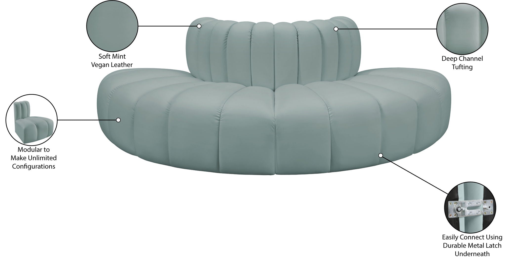 Arc - Faux Leather 4 Piece Modular Sofa