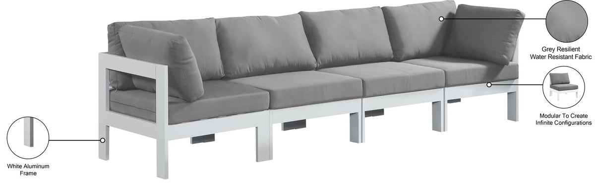 Nizuc - Outdoor Patio 4 Seat Modular Sofa With White Frame