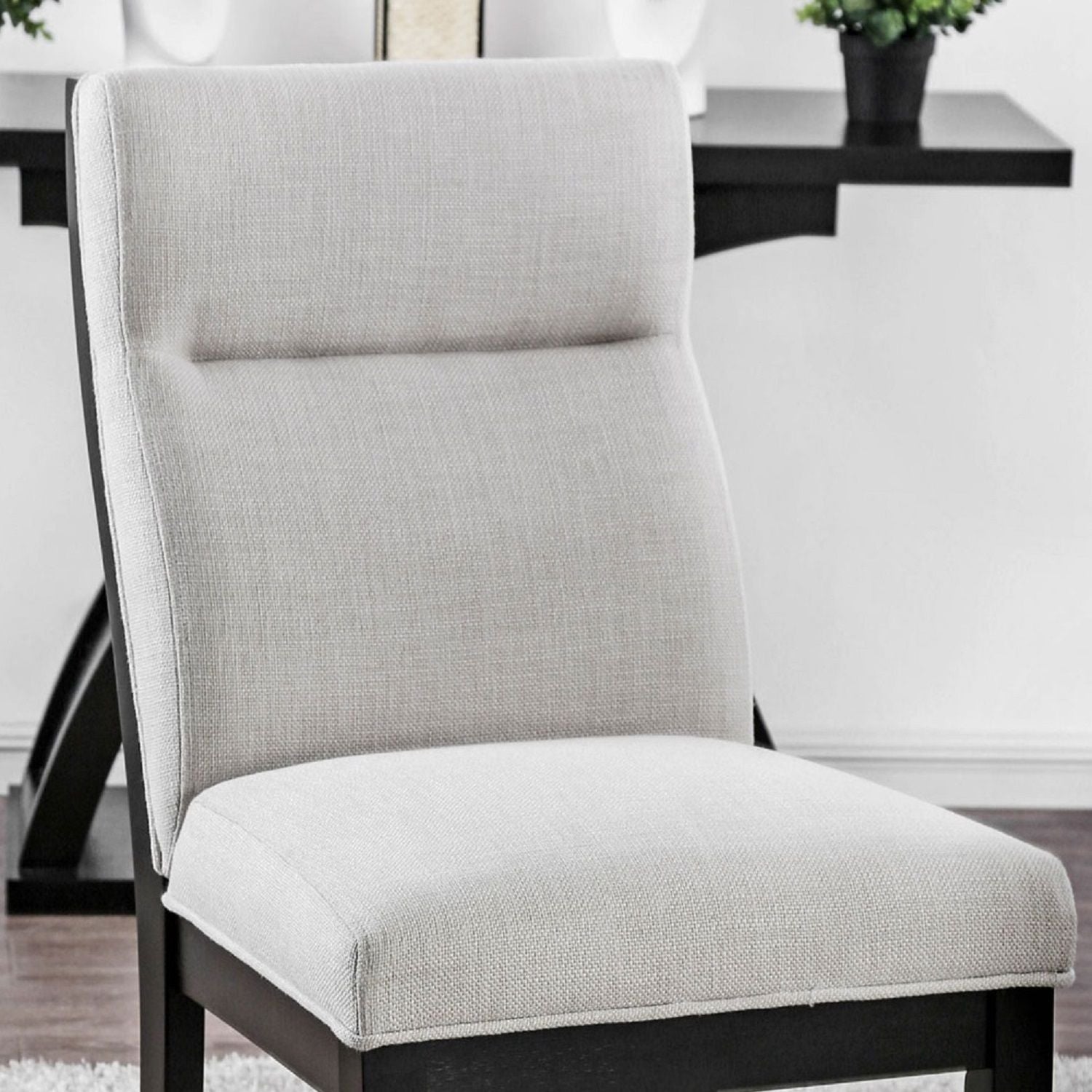 2 Tone Chairs With Tapered Legs (Set of 2) - Beige / Black / Black
