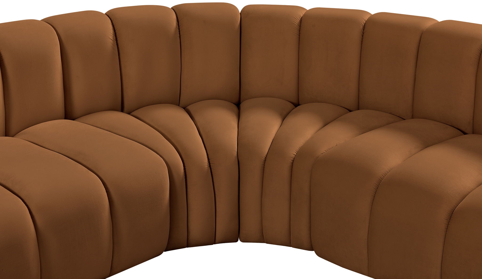 Arc - Velvet 7 Piece U-Shaped Modular Sofa - Saddle