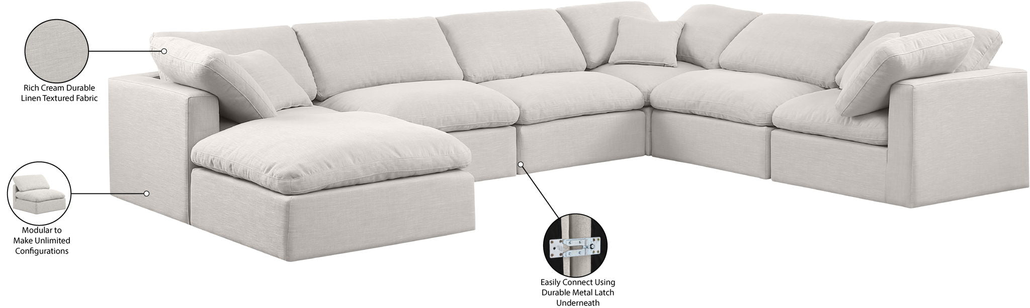 Indulge - Linen 7 Piece Modular Sectional