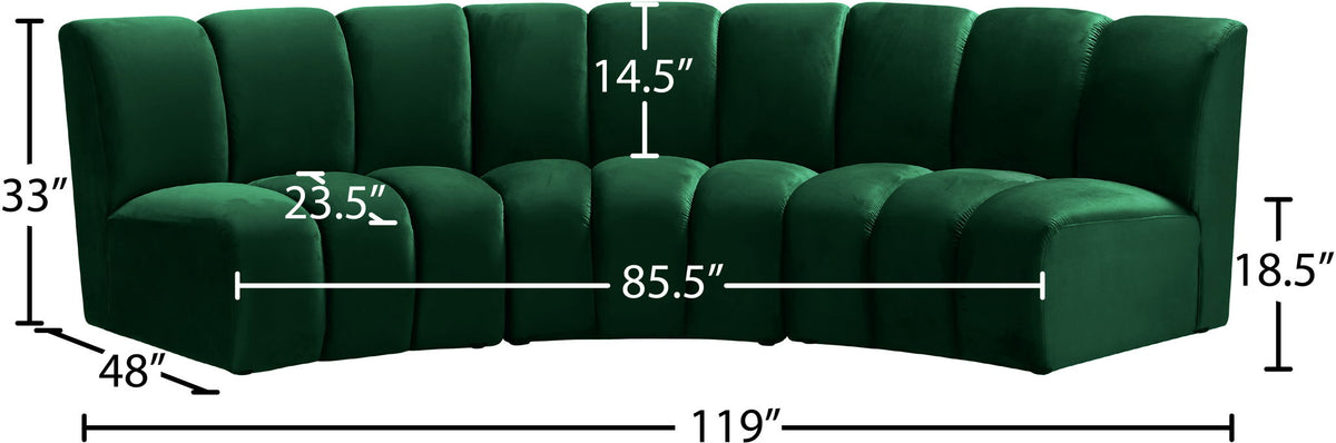 Infinity - 3 Piece Velvet Modular Sectional
