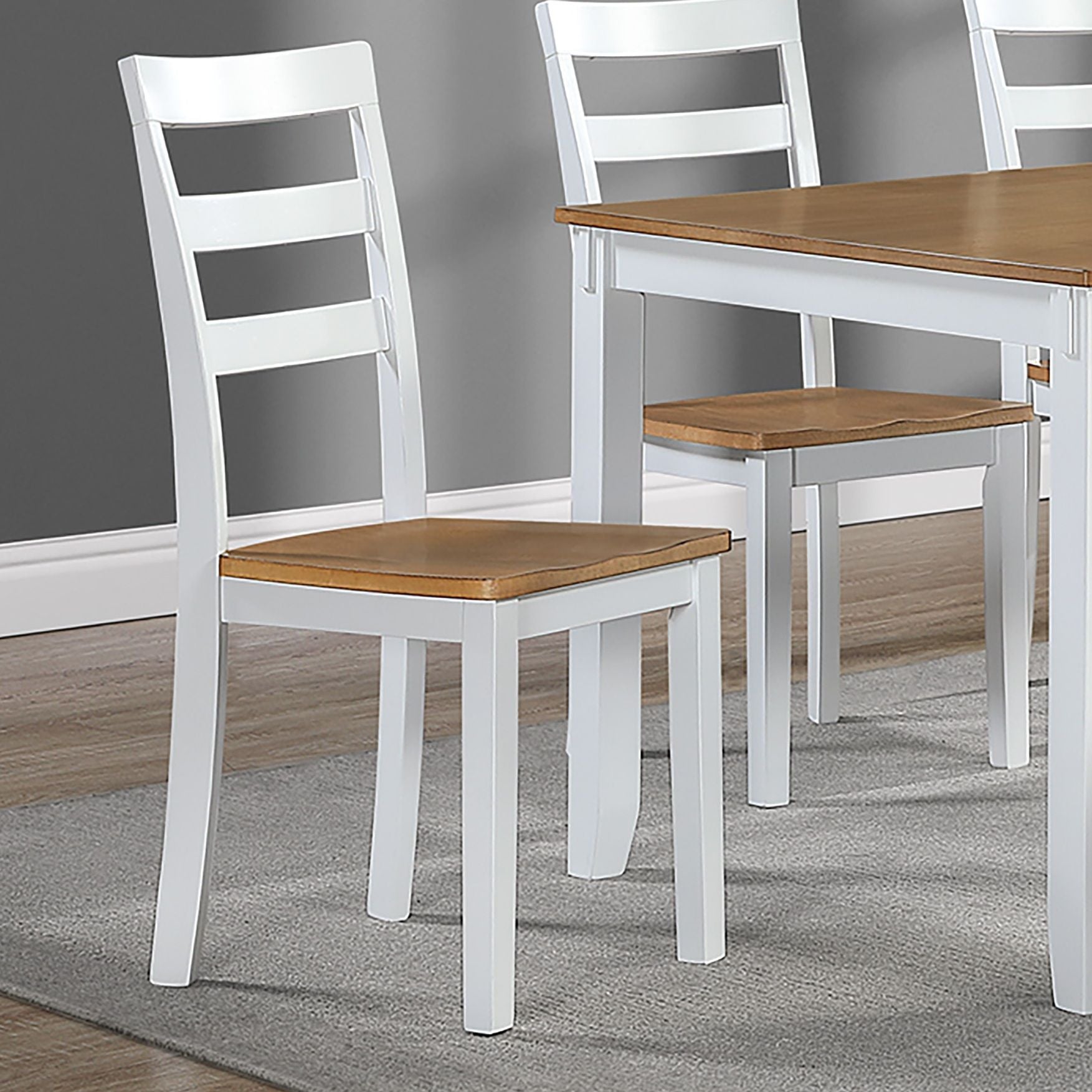 6 Piece Dining Set Table With 4 Side Chairs And Bench - Light Brown / White