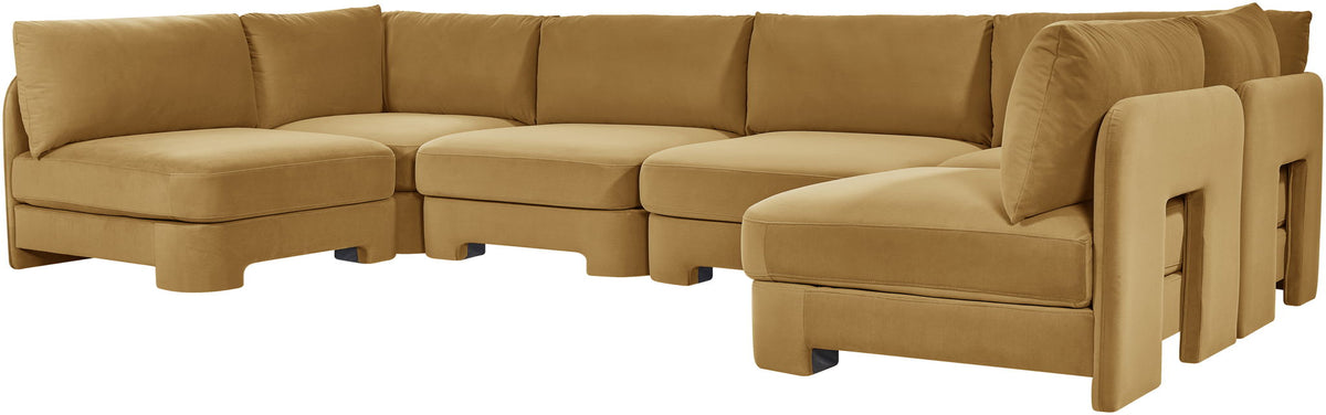Hammond - Velvet Performance Fabric Upholstered 6 Piece U-Shaped Armless Sectional