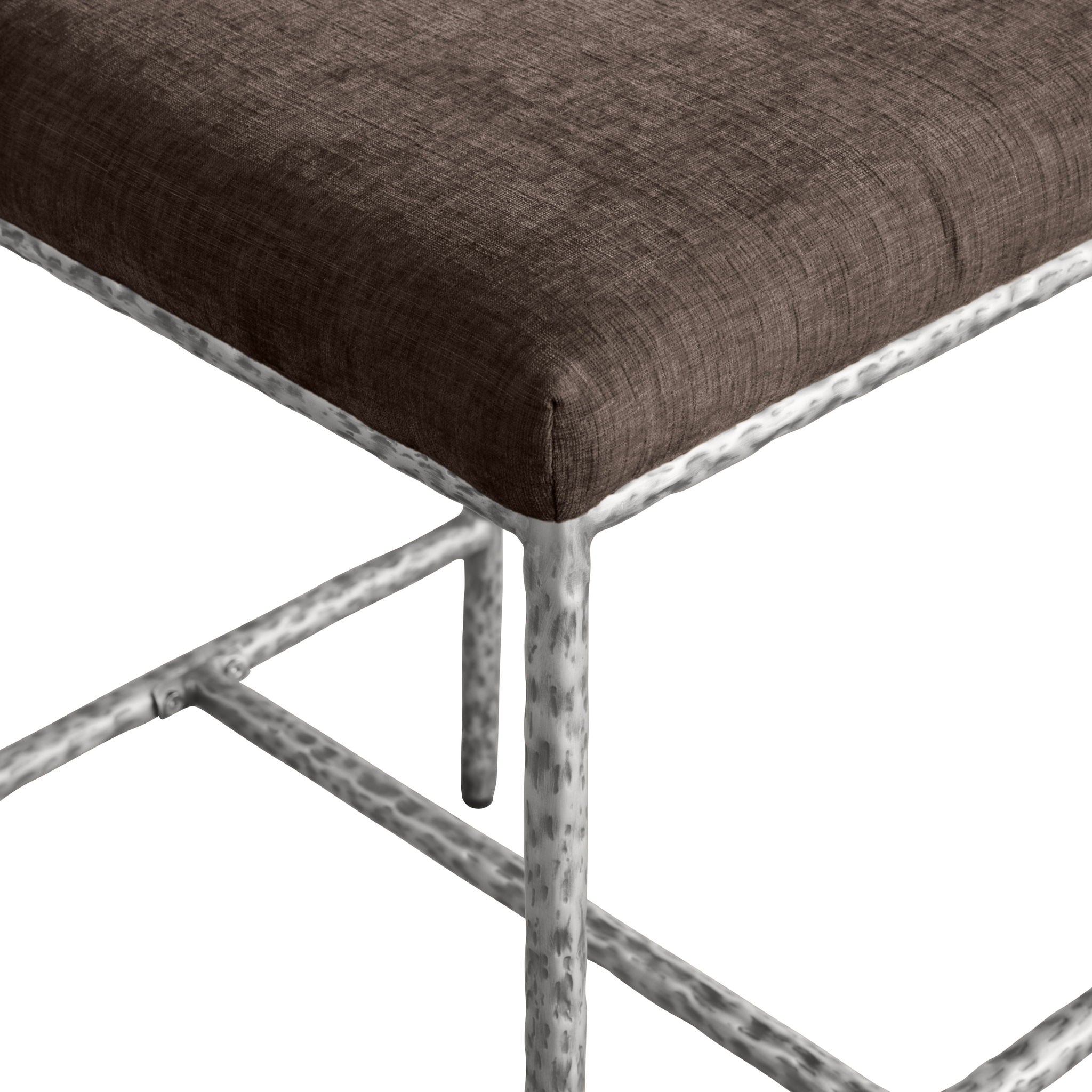 Reeves - Chenille Fabric Upholstered Counter Stool (Set of 2) - Silver Base