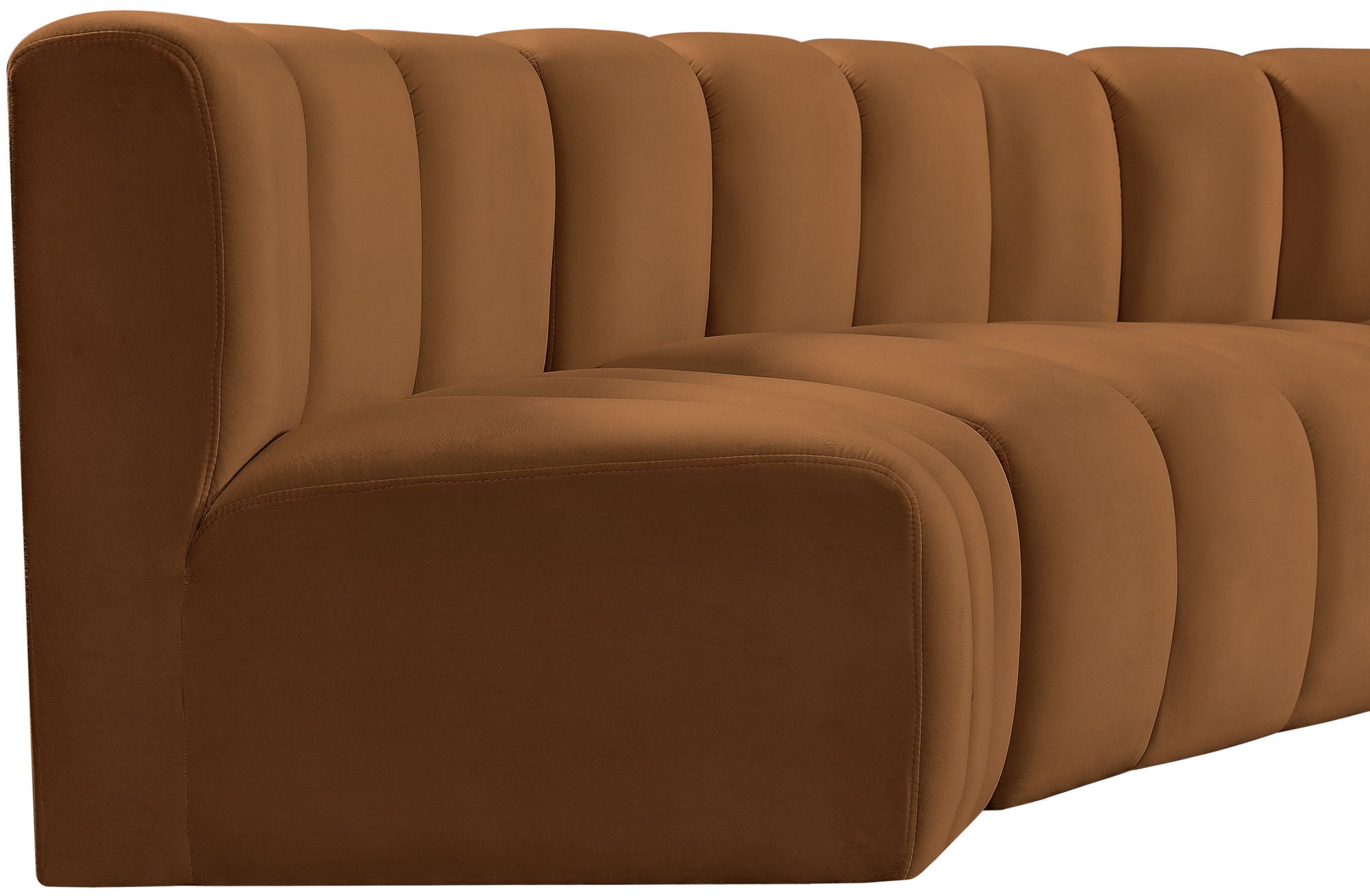 Arc - Velvet 7 Piece U-Shaped Modular Sofa - Saddle