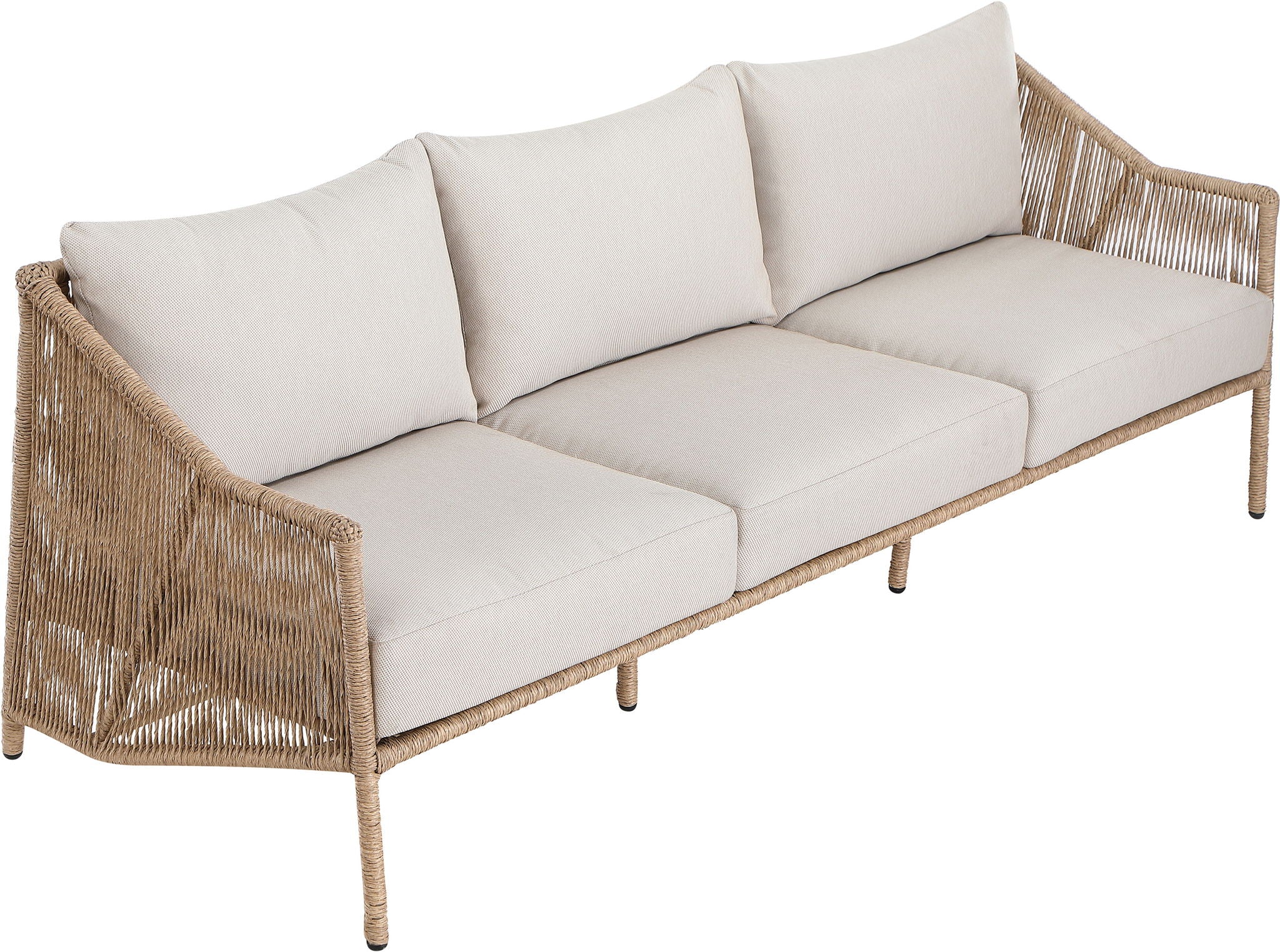 Coastline - Olefin Water Resistant Fabric And Wicker Outdoor Patio Sofa - Beige