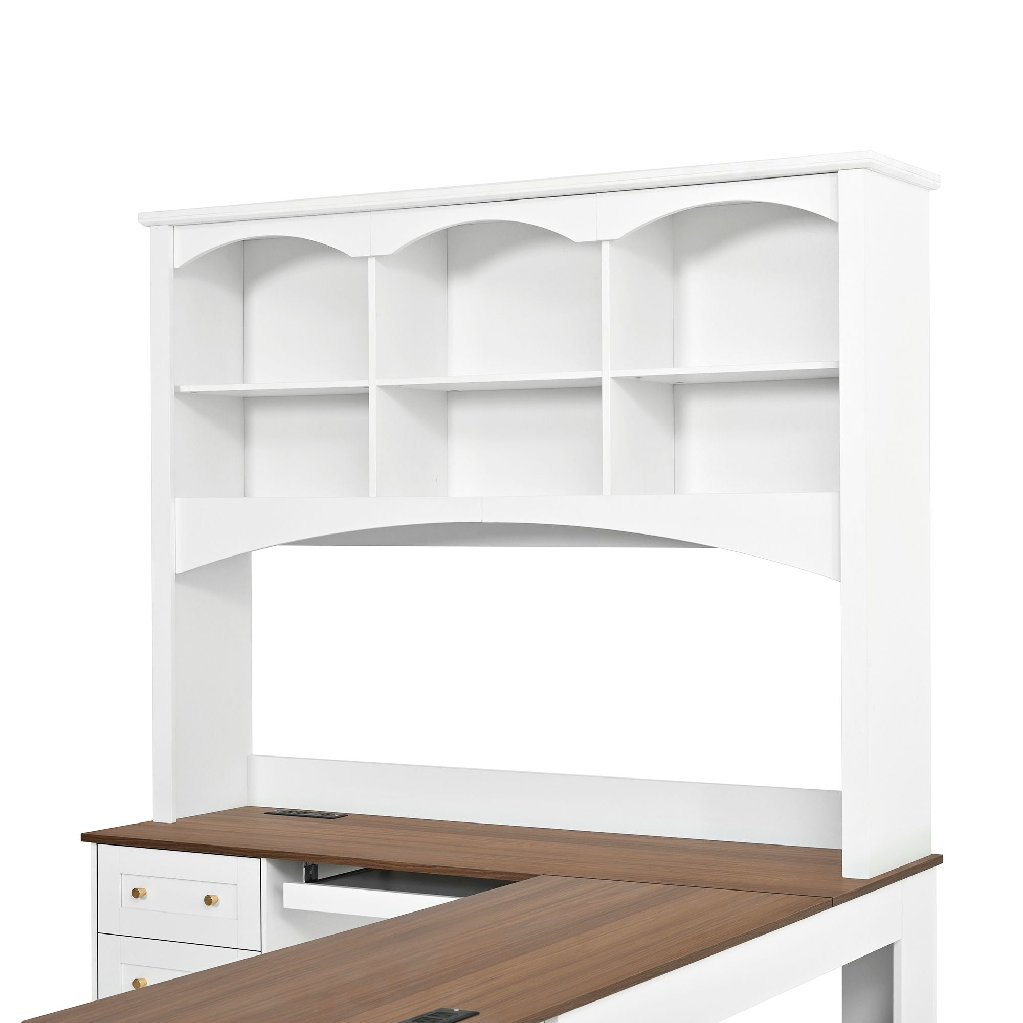 Space Saving L-Shaped Computer Desk With Keyboard Tray & Charging Stations