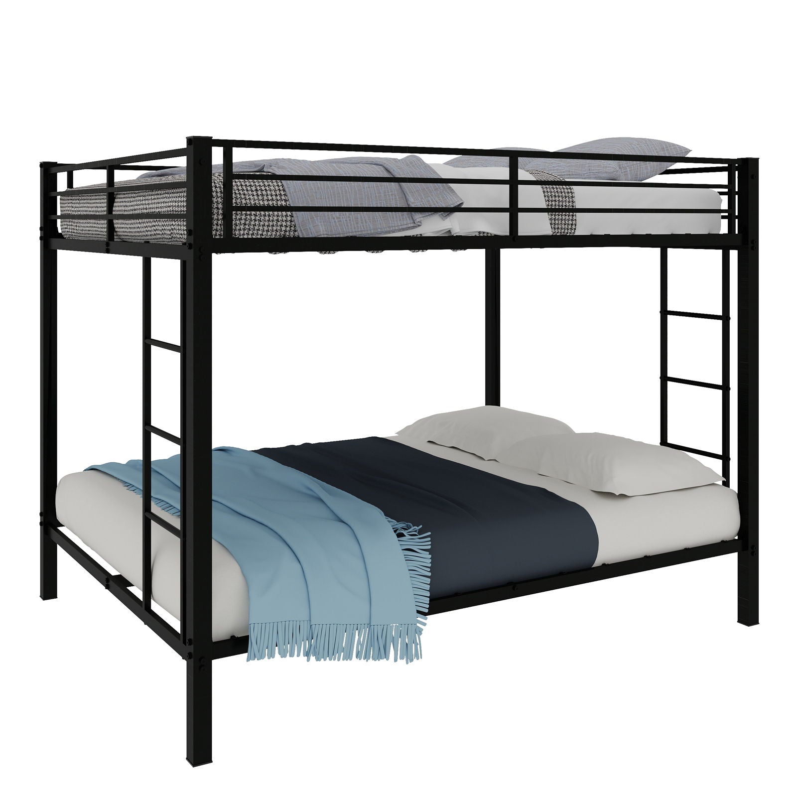 Bunk Bed For Kids, Convertible Frame With Ladders & Guardrail