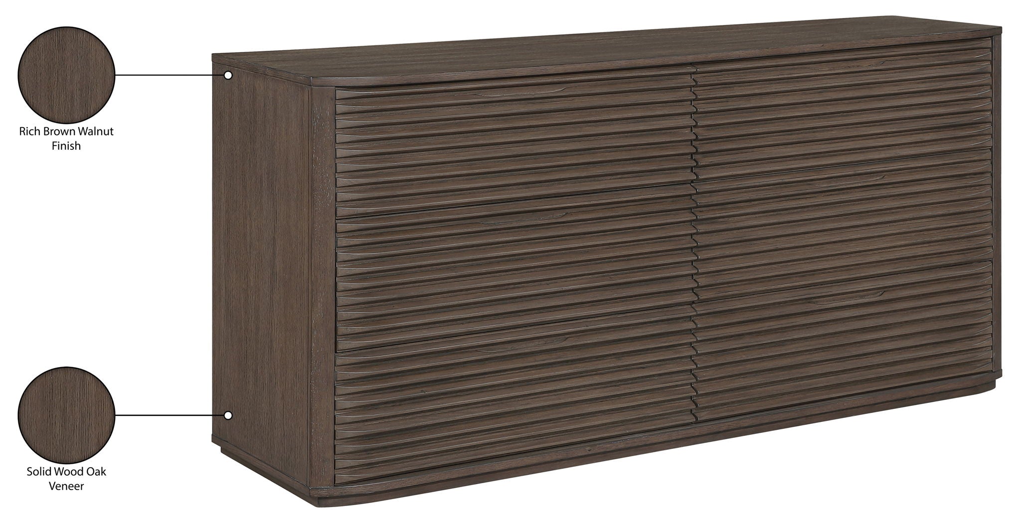 Morino - Oak Veneer And Solid Wood Dresser - Brown