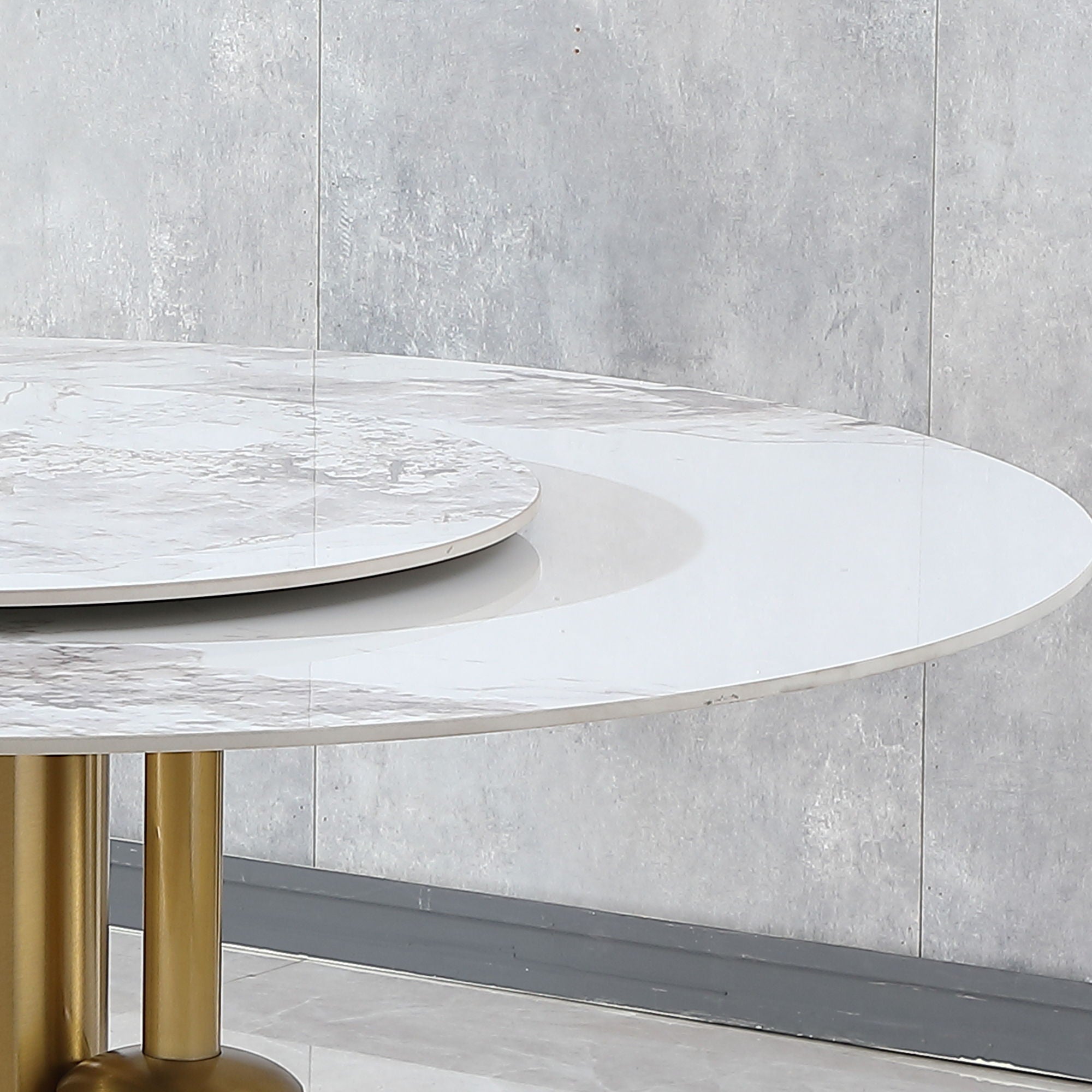 Dining Table, Round For Dining Room - Gold / Gold / White