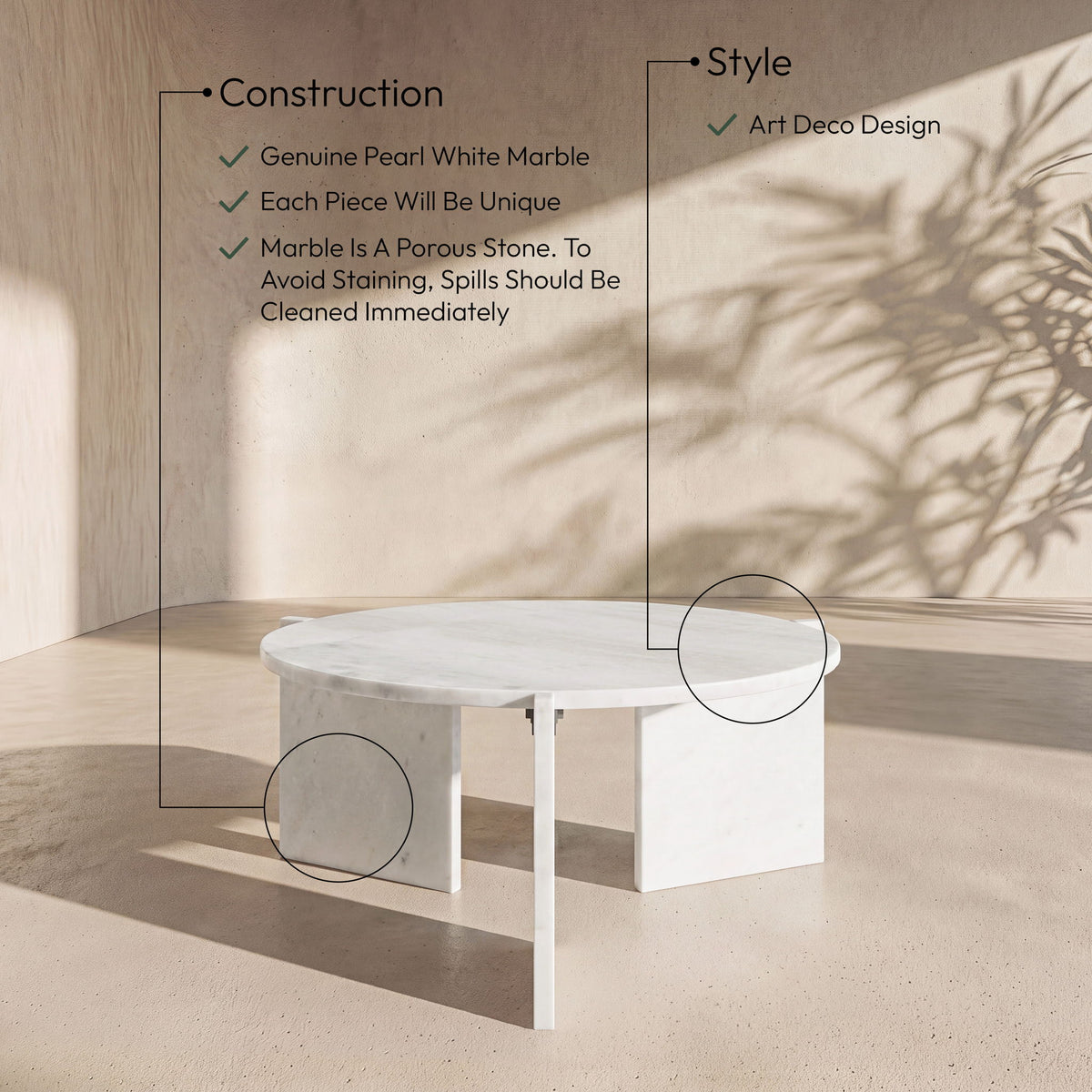 Vernazza - Genuine Marble Table