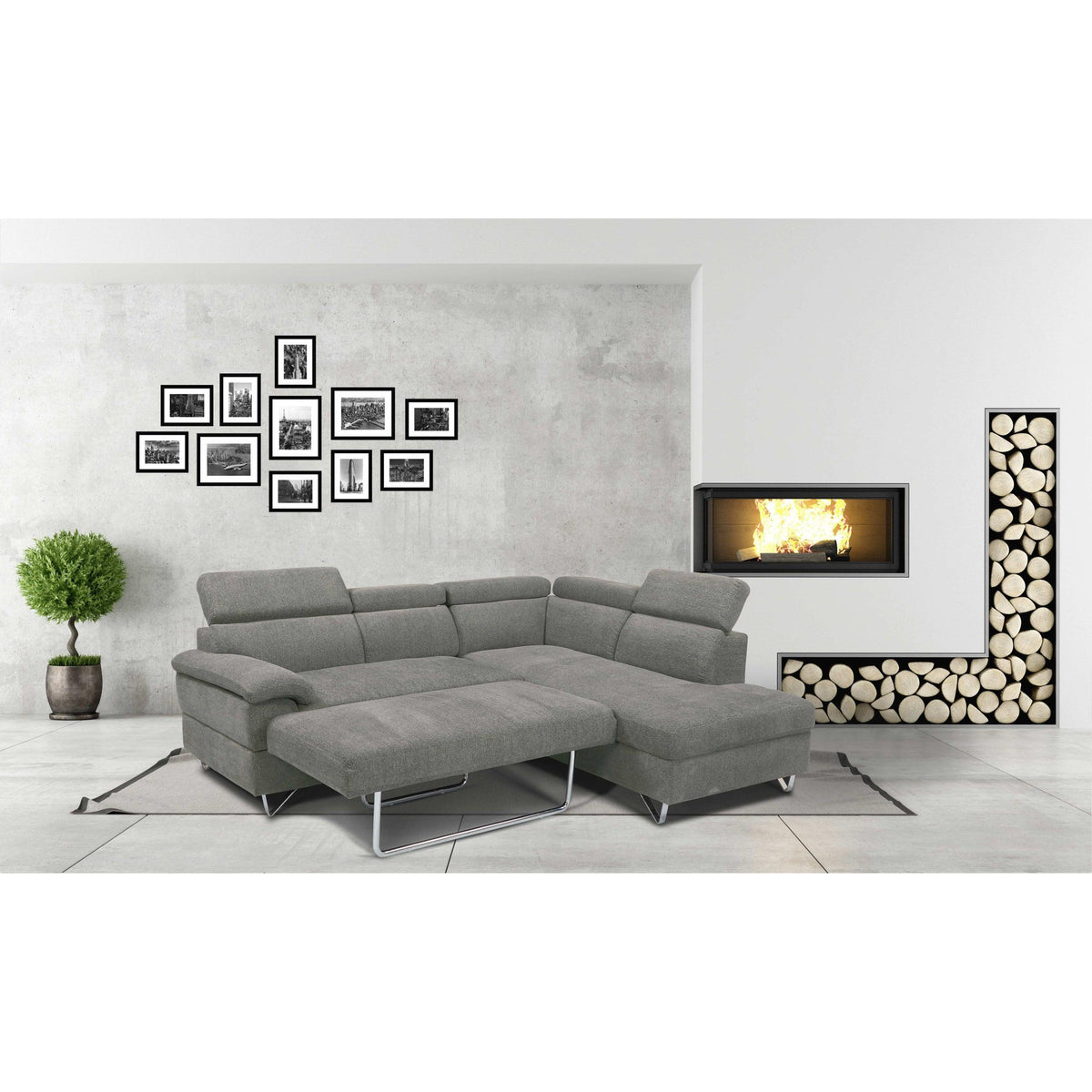 Happy Homes Fabric 3 pc Sectional Justin 3 pc Sectional - Grey IMAGE 2