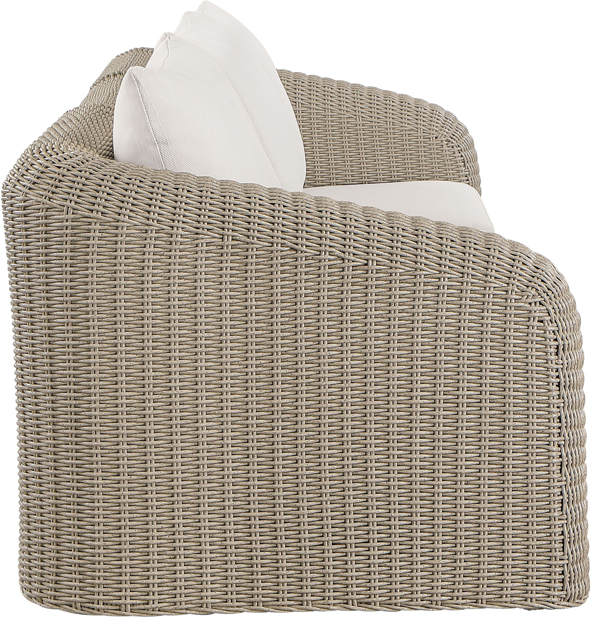 Seacrest - Olefin Water Resistant Fabric And Wicker 3 Piece Outdoor Patio Modular Sofa