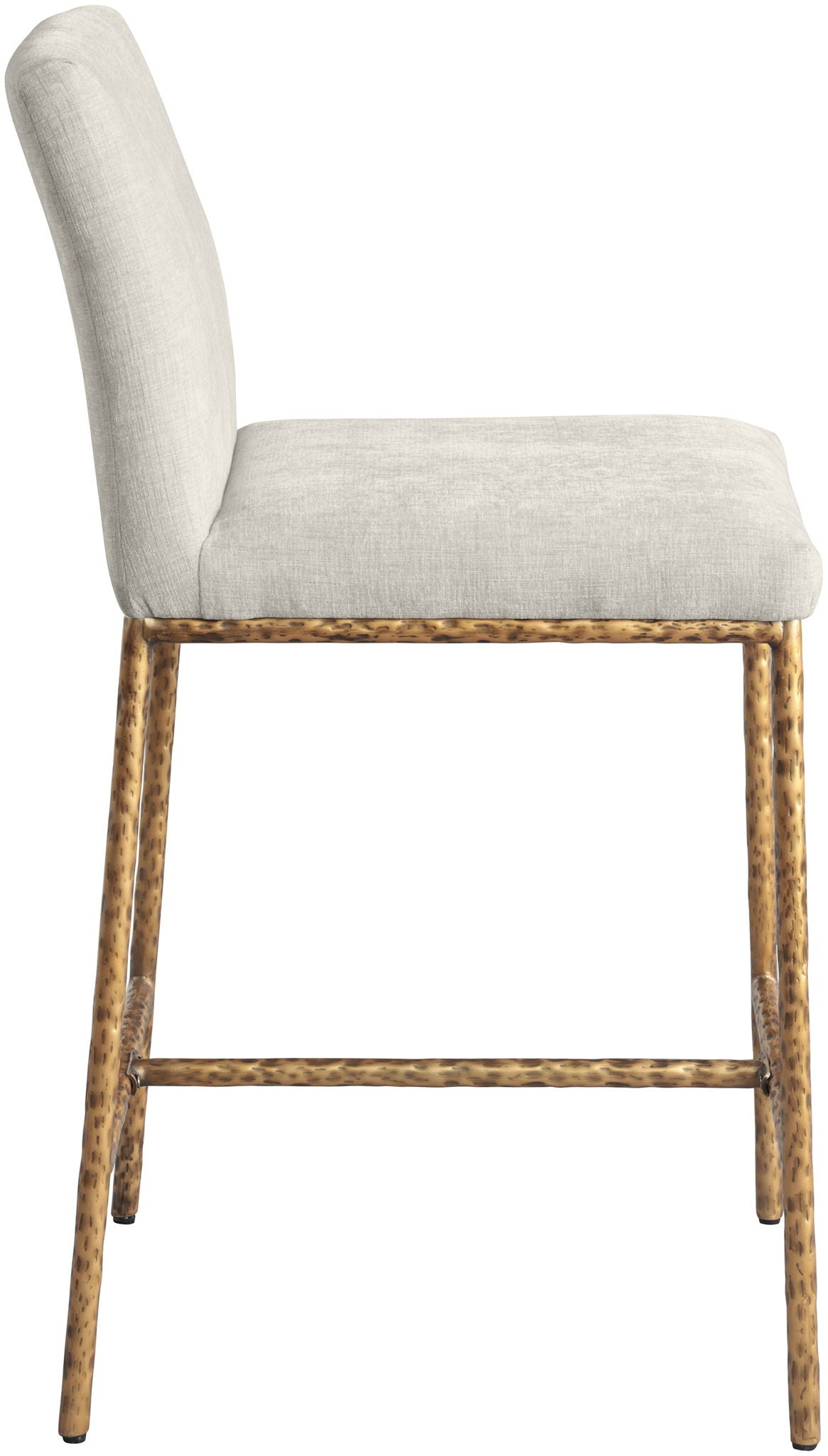 Reeves - Chenille Fabric Upholstered Counter Stool (Set of 2) - Gold Base