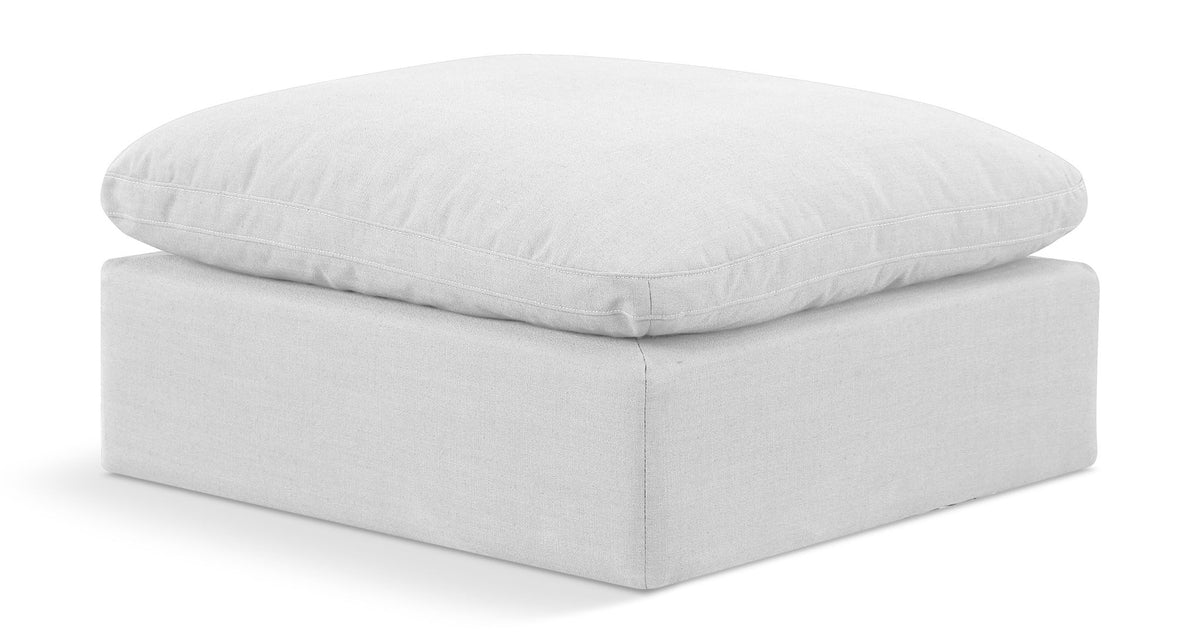 Indulge - Linen Ottoman - White