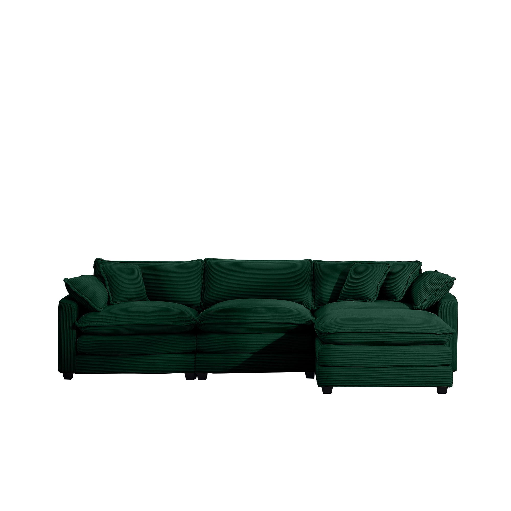 Modern Modular Cushion Sofa With Ottoman, Low Back, Deep Seating Sofa Set