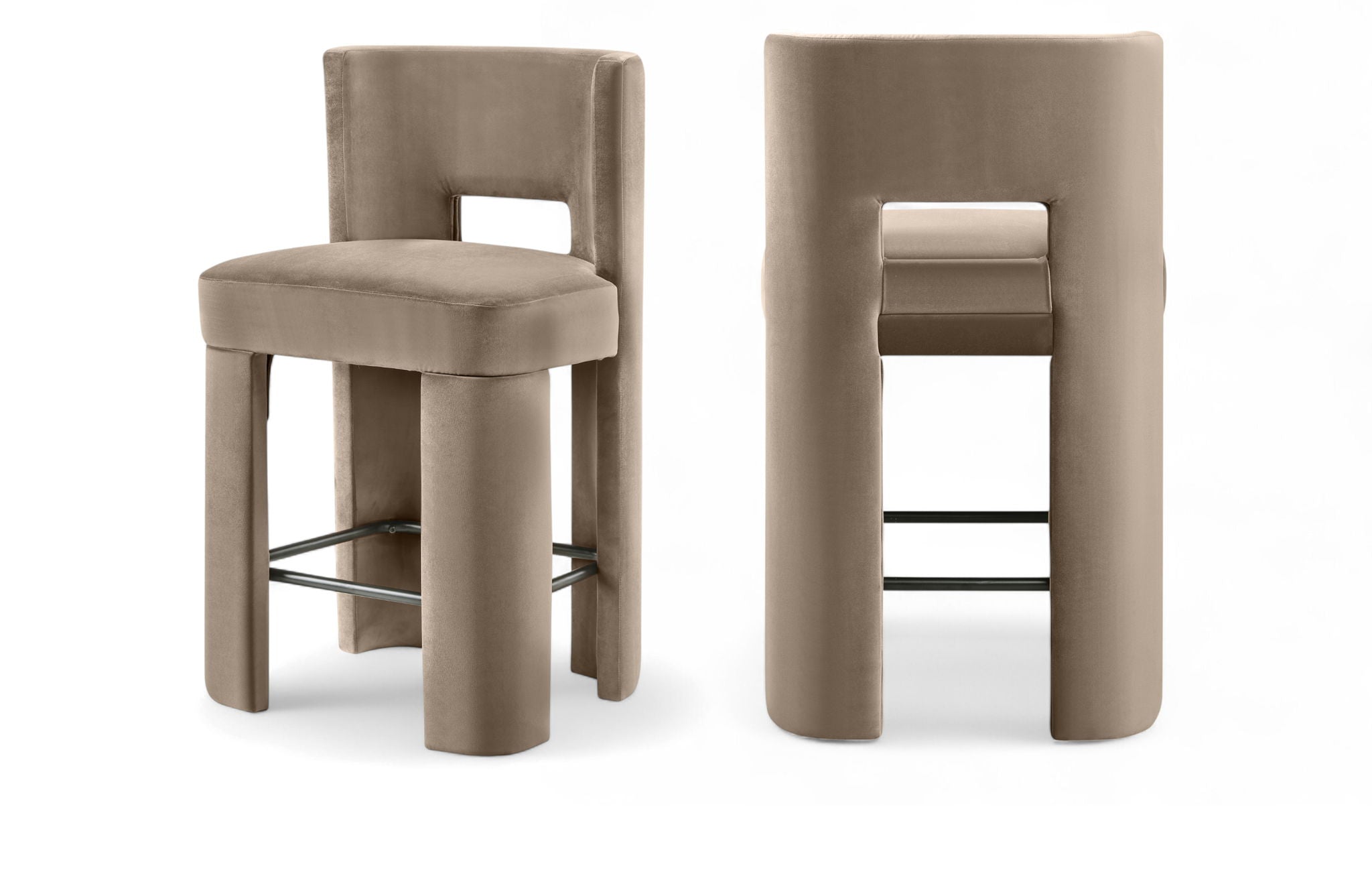 Zuno - Velvet Performance Fabric Upholstered Counter Stool (Set of 2)