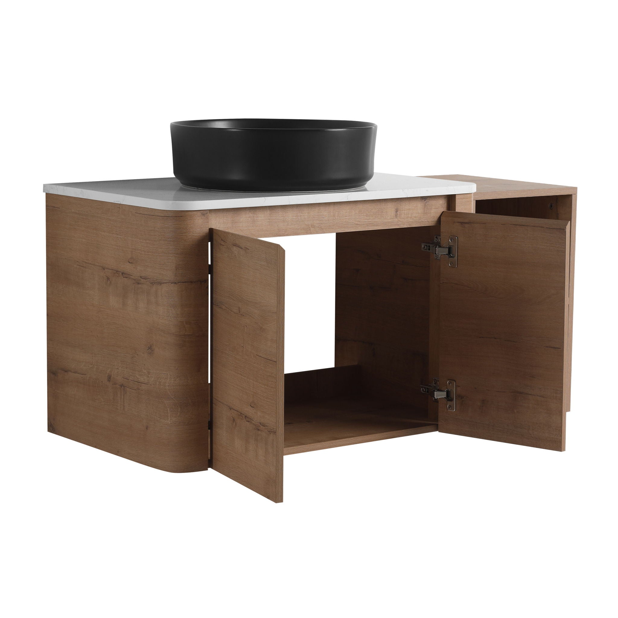 Wall Mounted Bathroom Vanity With Art Sink, 1 Storage Shelf, 2 Soft Close Doors