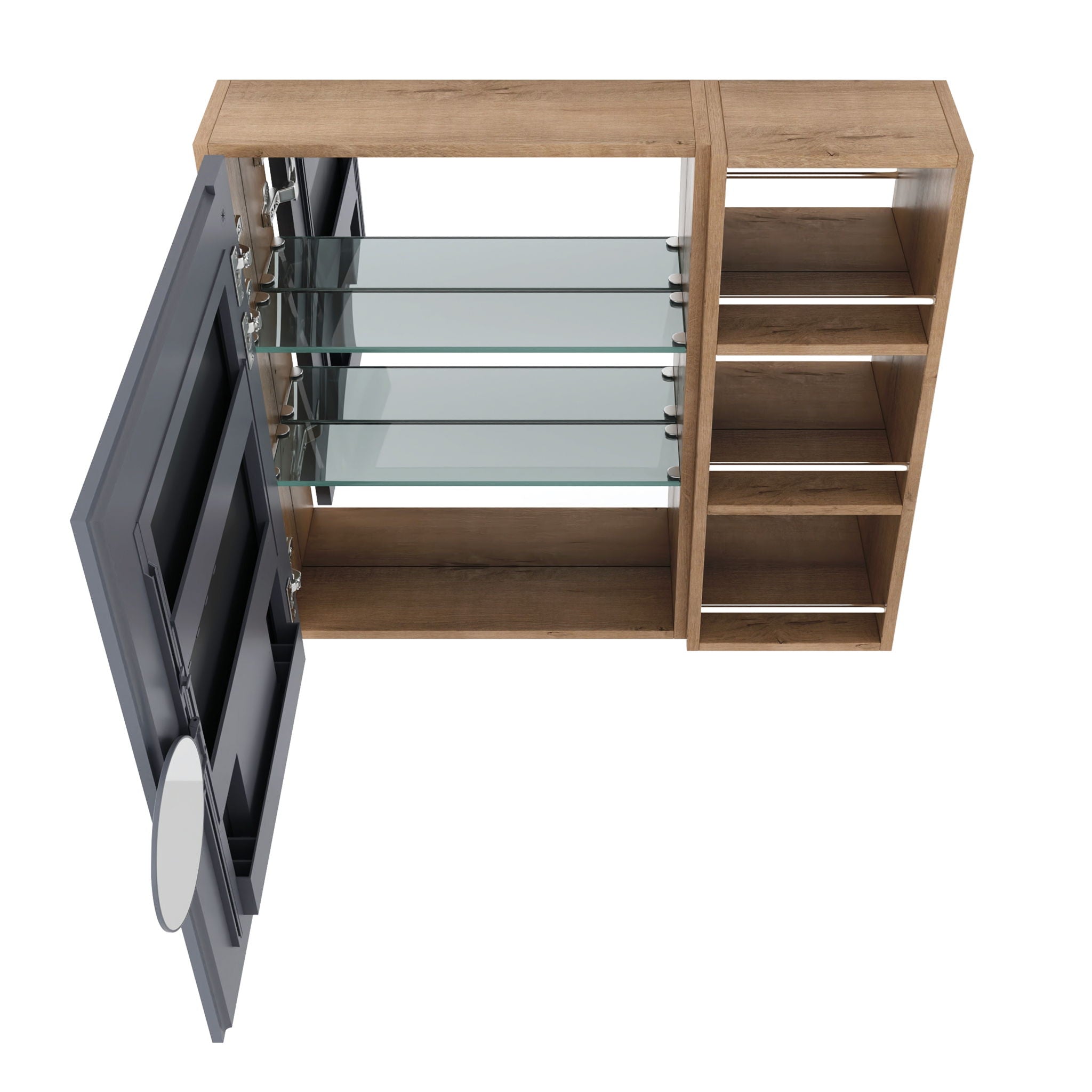 29.63" Wall Mounted Cabinet With Adjustable Shelves Storage Cabinet For Bathroom - Imitative Oak