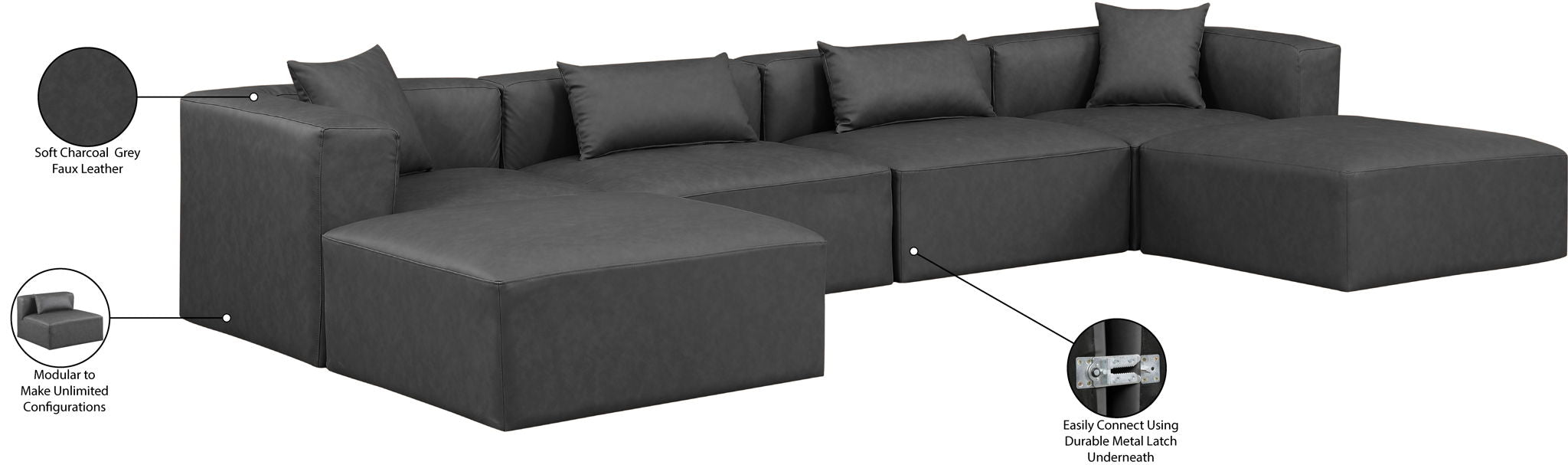Cube - 6 Piece Modular Double Chaise Sectional