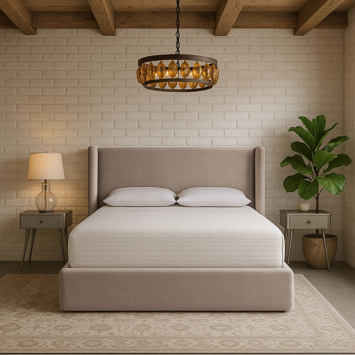 Kendall - Velvet Upholstered Bed - Taupe