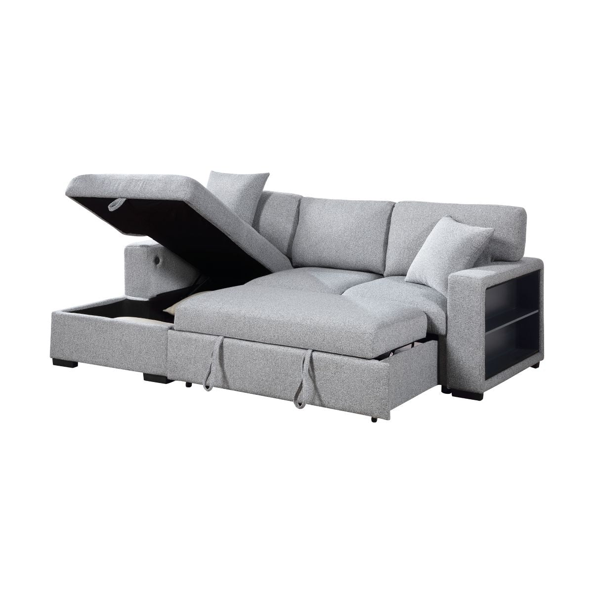 Pompano - Sectional With Chaise, Pull-Out Bed And Hidden Storage, Charging Ports