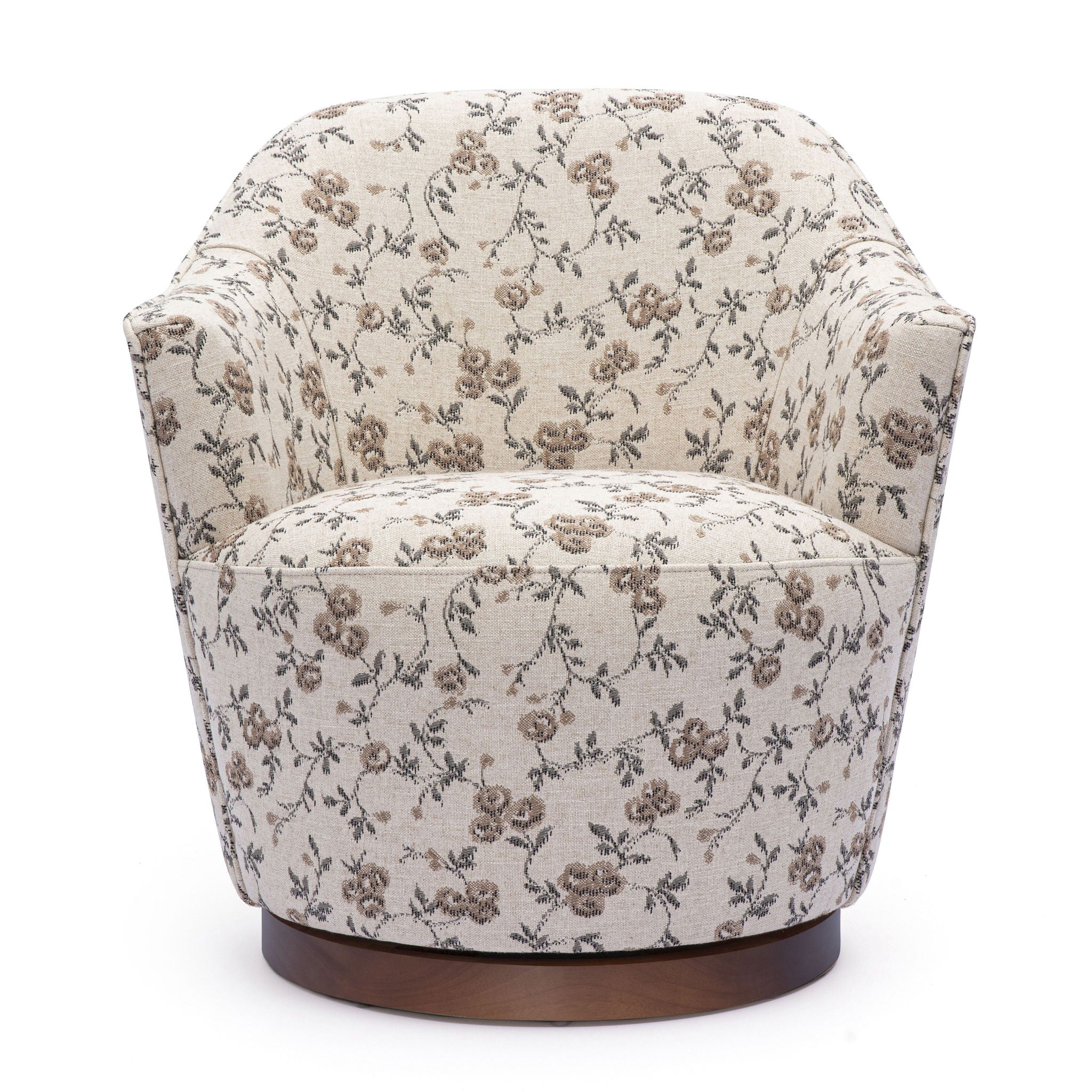 Skyla - Floral Jacquard Swivel Accent Chair - Beige