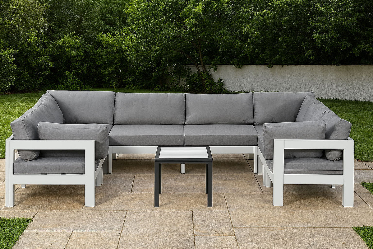 Nizuc - Outdoor Patio 8 Piece Modular Sectional With White Frame