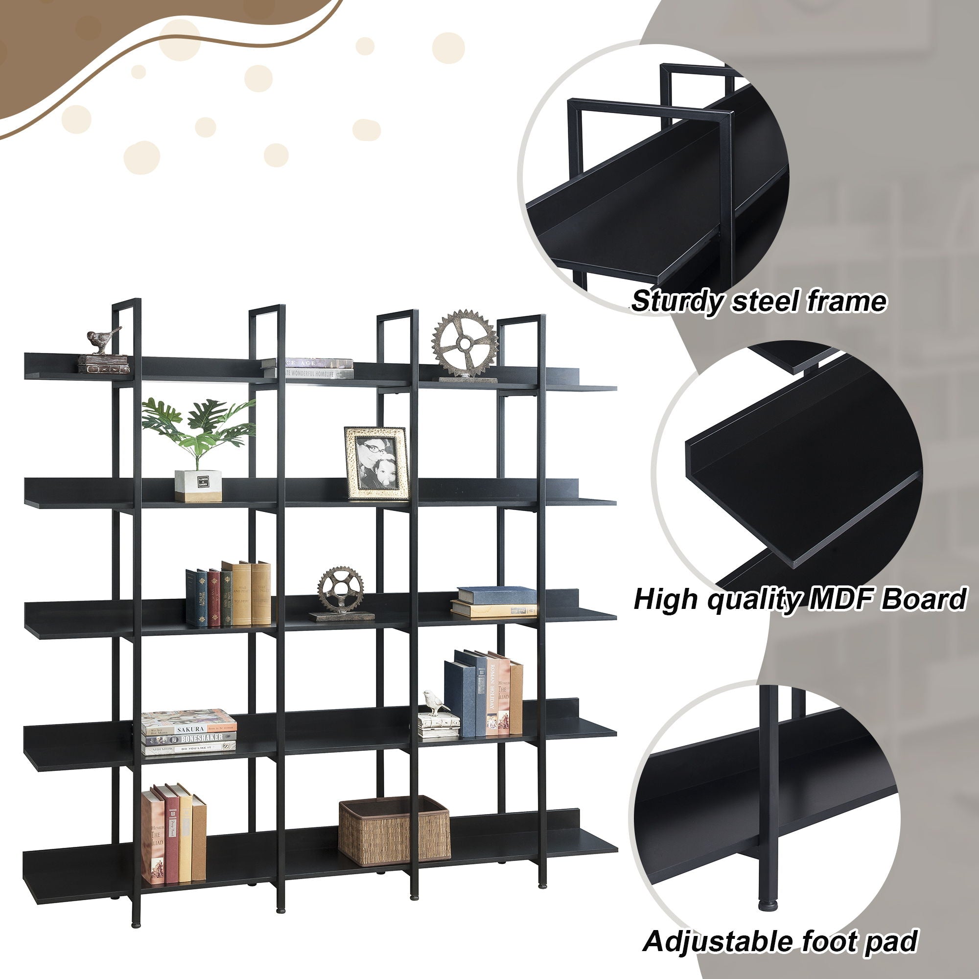 Vintage Industrial 5 Tier Bookcase