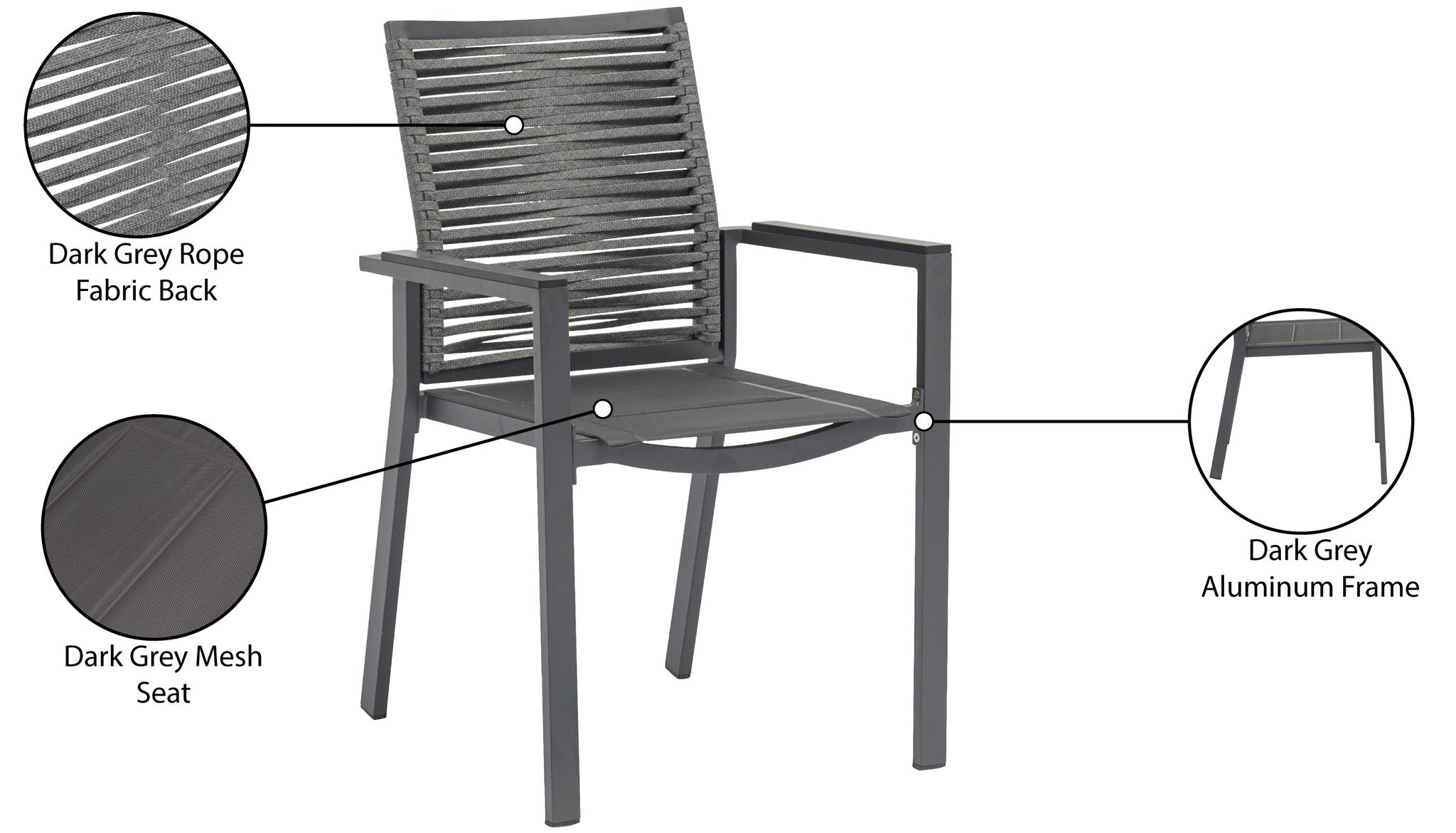 Maldives - Rope Outdoor Patio Dining Arm Chair (Set of 2)