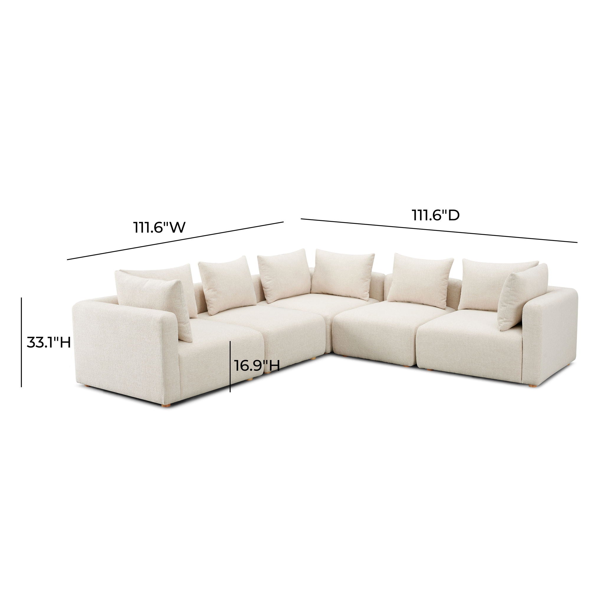 Hangover - 5-Piece Modular L-Sectional - Cream
