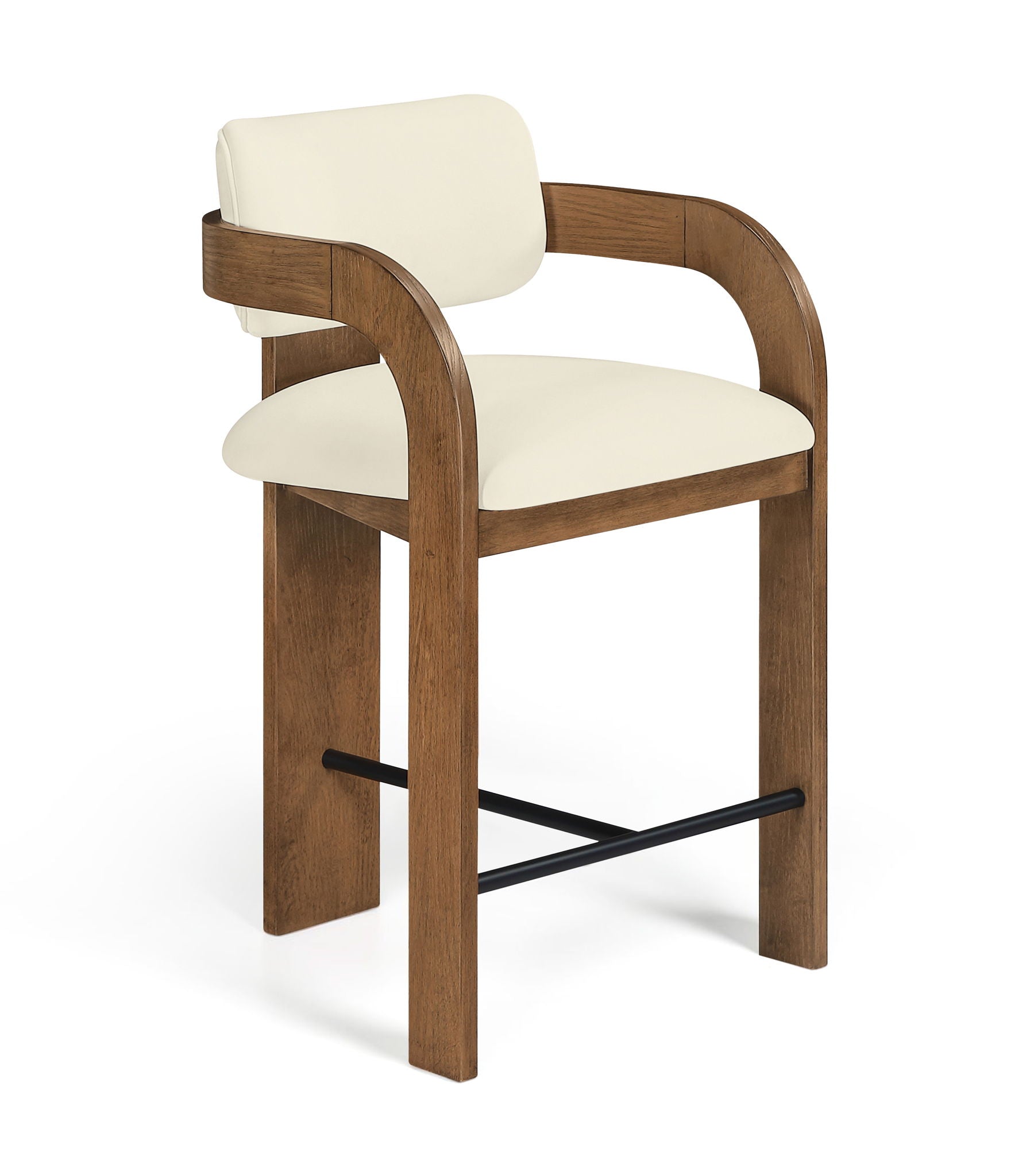 Cedra - Velvet Performance Fabric Upholstered Counter Stool - Brown Frame
