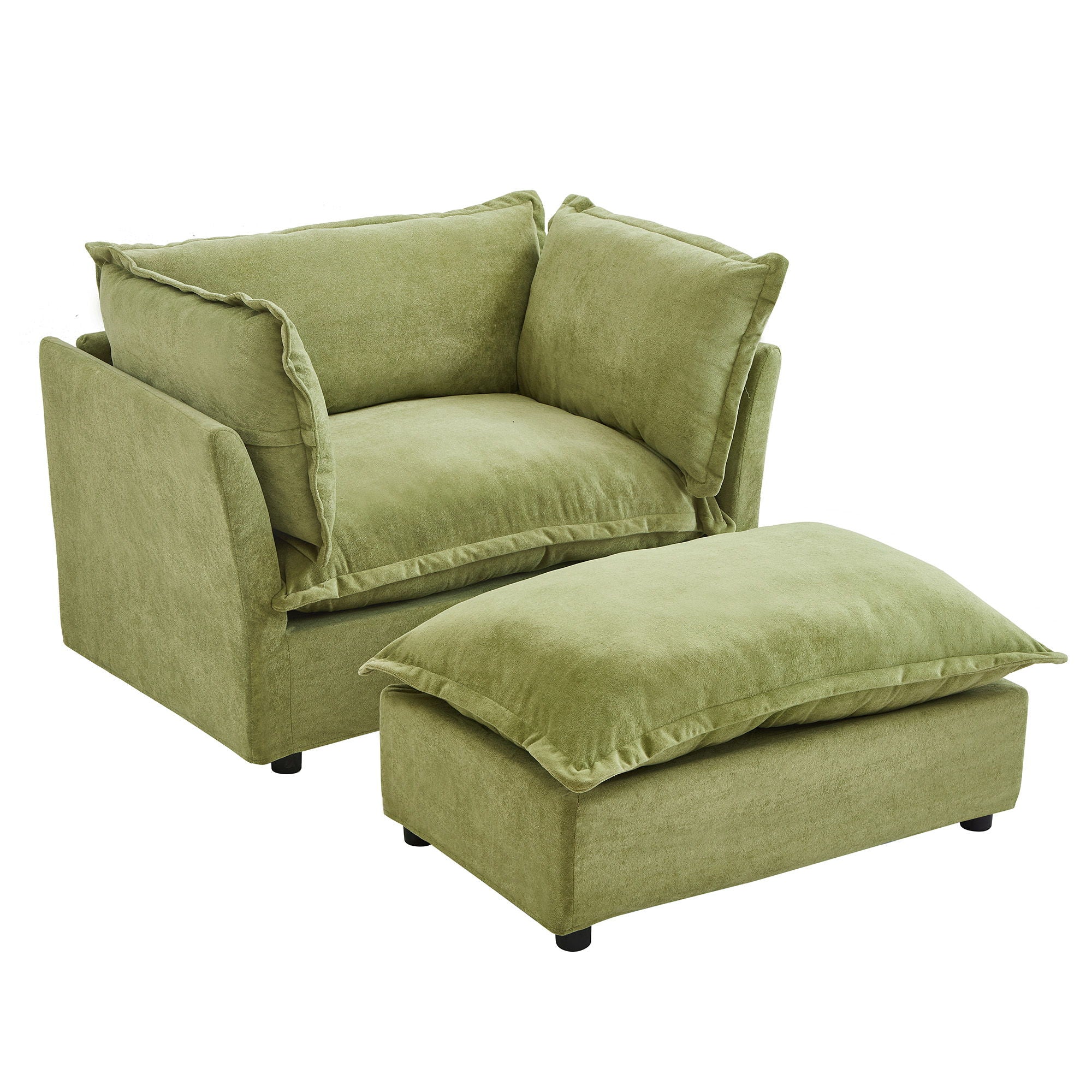 Modern Armchair Sofa With Movable Ottoman