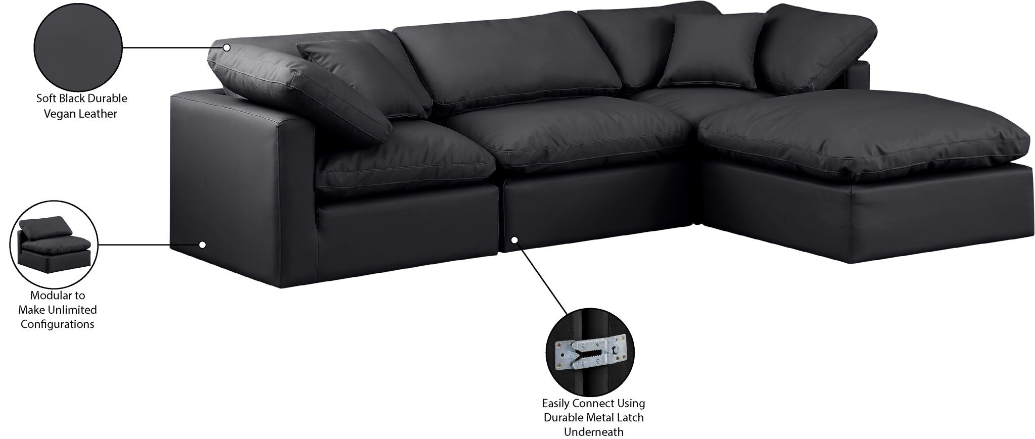 Indulge - Faux Leather 4 Piece Modular Sectional With Chaise