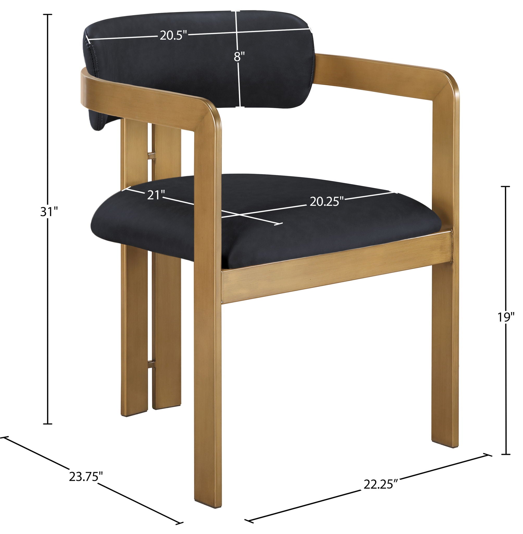 Aurum - Vegan Leather Upholstered Dining Chair With Brushed Brass Base (Set of 2)