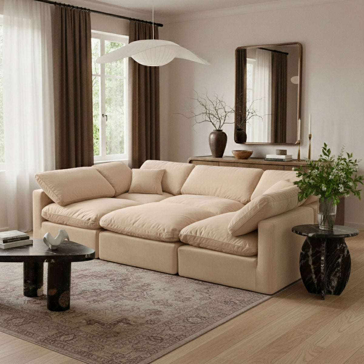Indulge - Velvet 6 Piece Modular Sectional