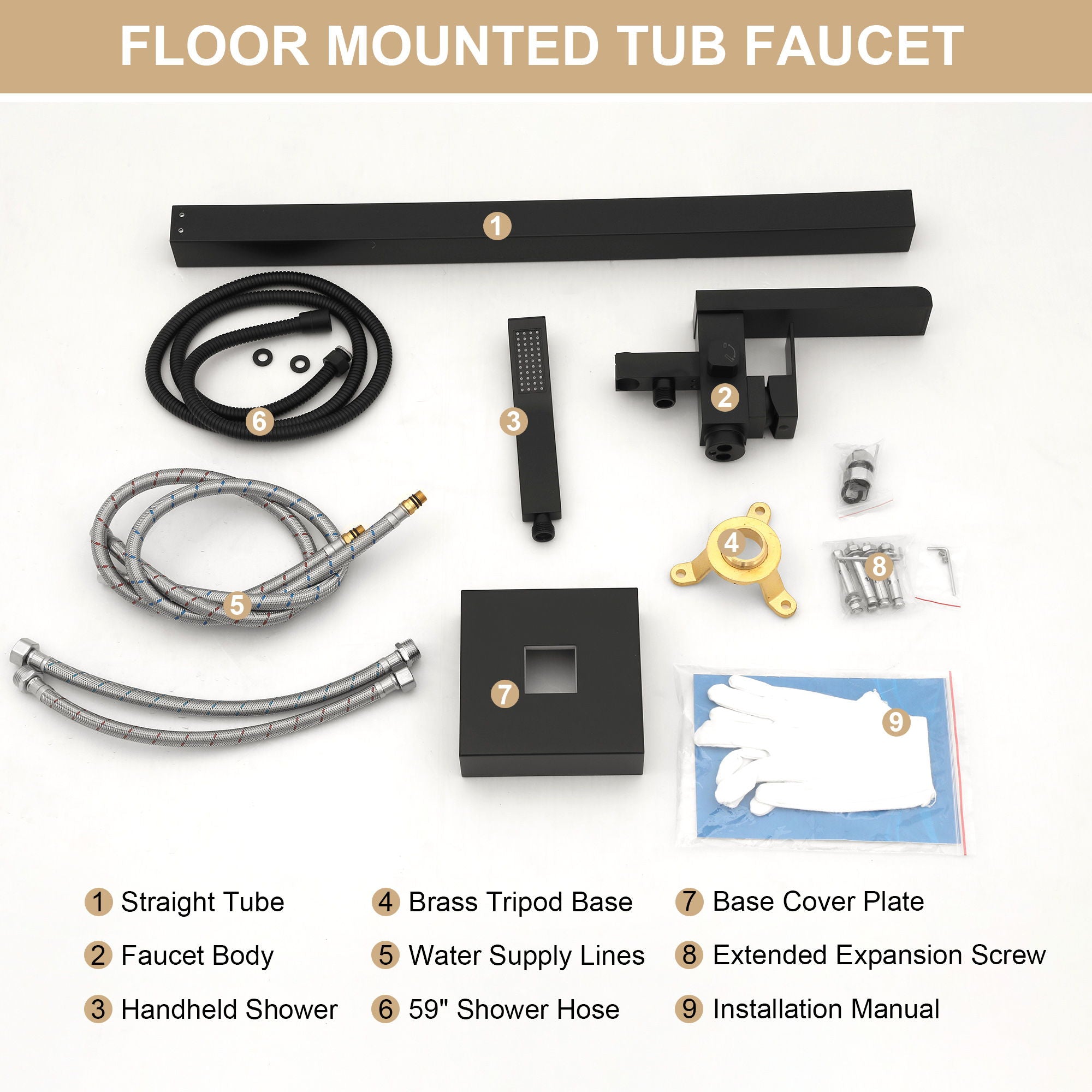 Freestanding Bathtub Faucet With Waterfall Tub Filler And Hand Shower