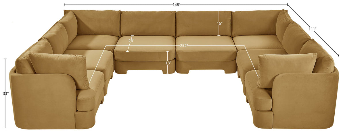 Hammond - Velvet Performance Fabric Upholstered 8 Piece U-Shaped Sectional