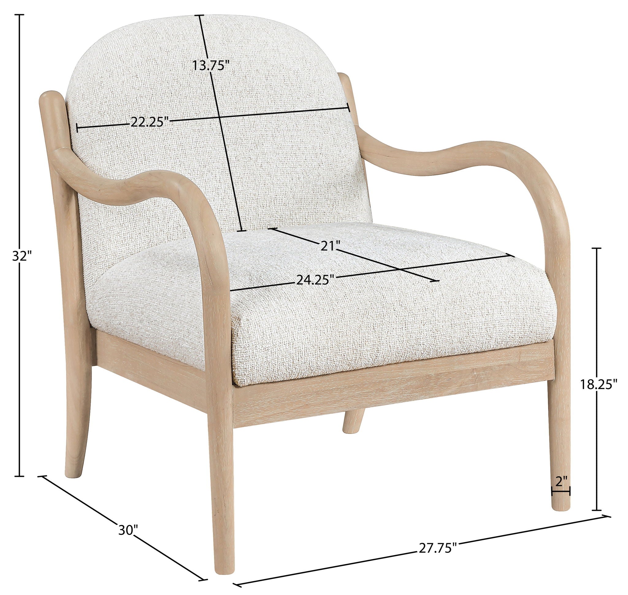 Helmsley - Performance Fabric Upholstered Accent Chair - Cream / Natural