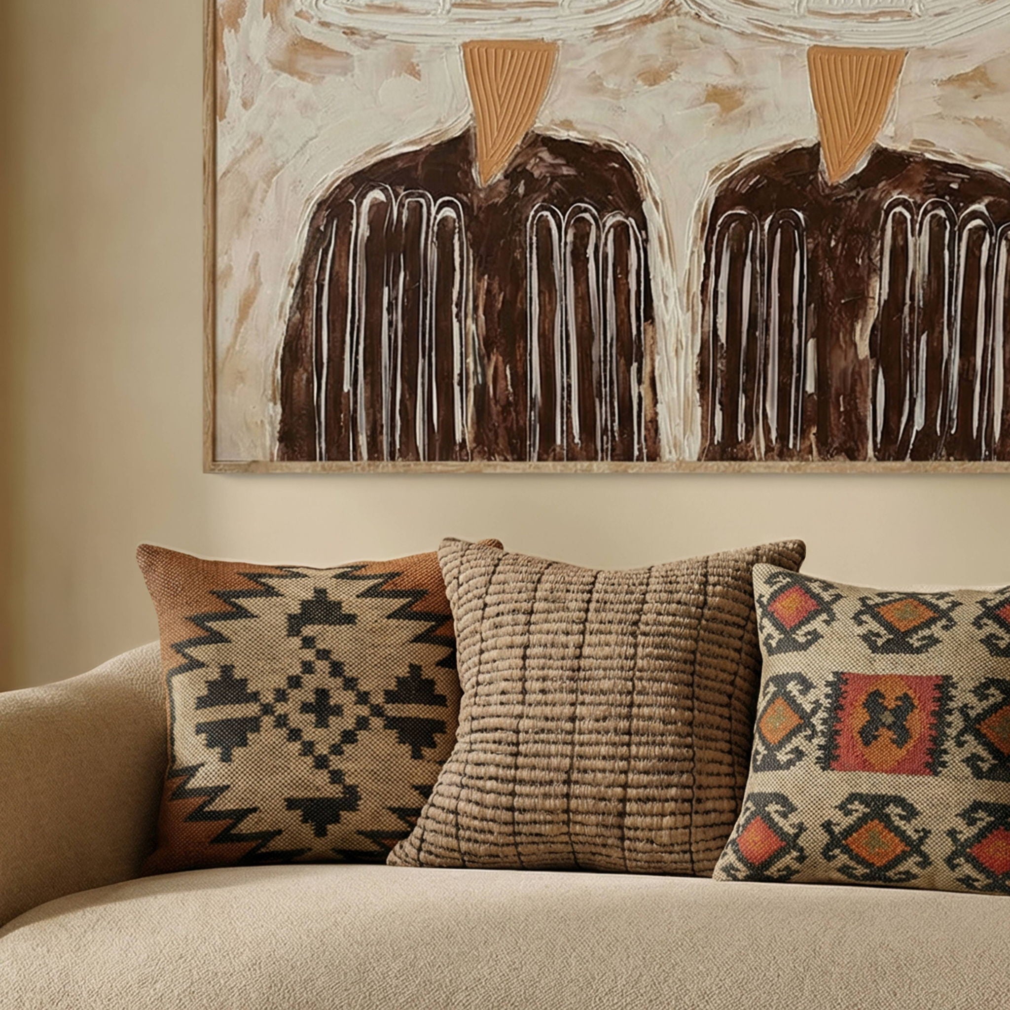 Terra - 20" Square Wool and Jute Kilim Throw Pillow - Mesa
