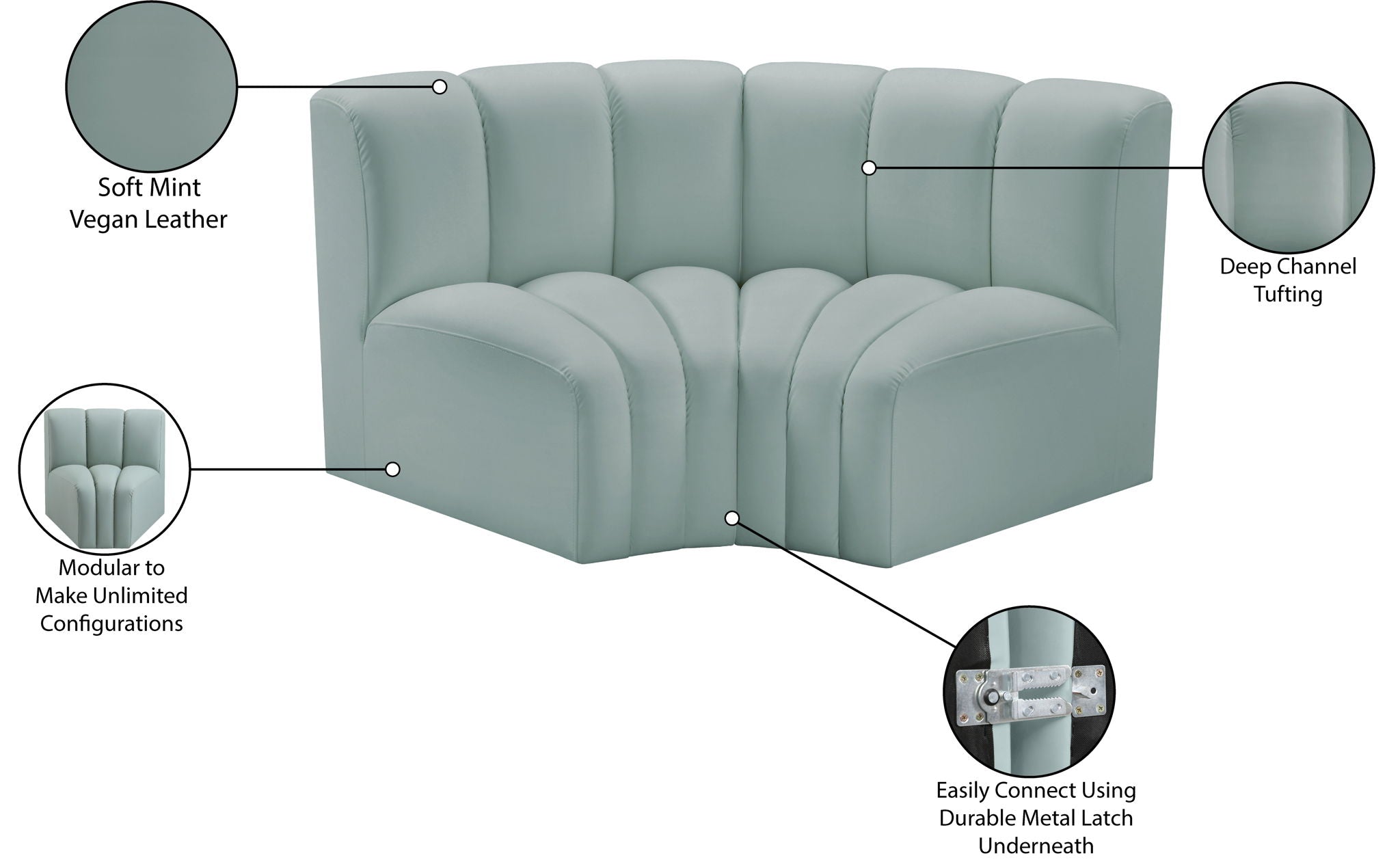 Arc - Faux Leather 2 Piece Modular Sofa