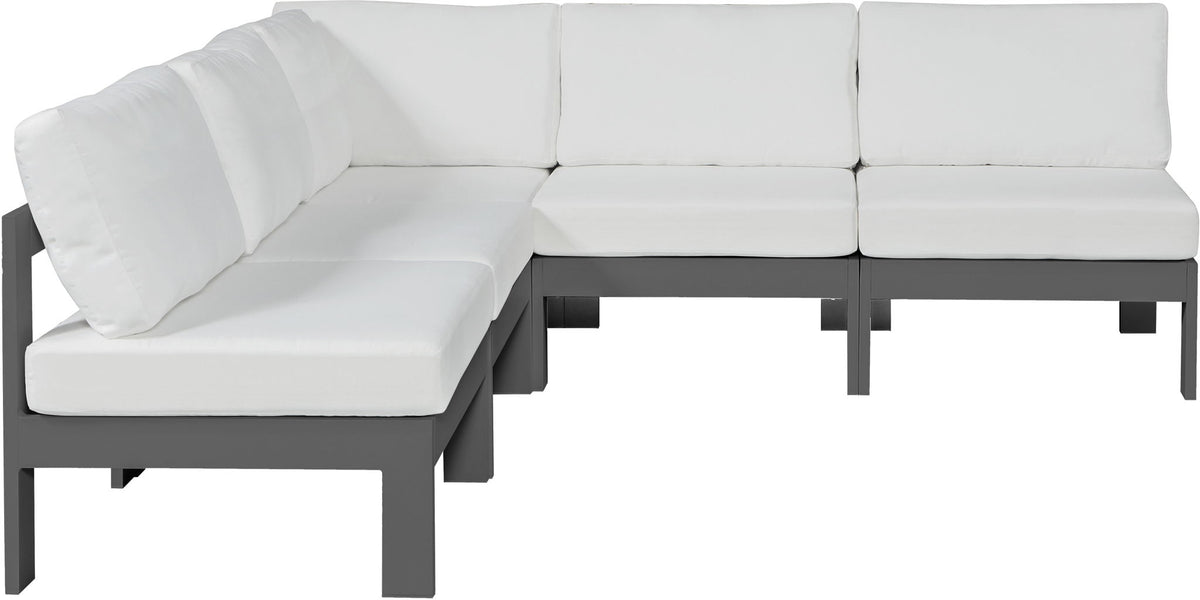 Nizuc - Outdoor Patio 5 Piece Modular Sectional With Gray Frame