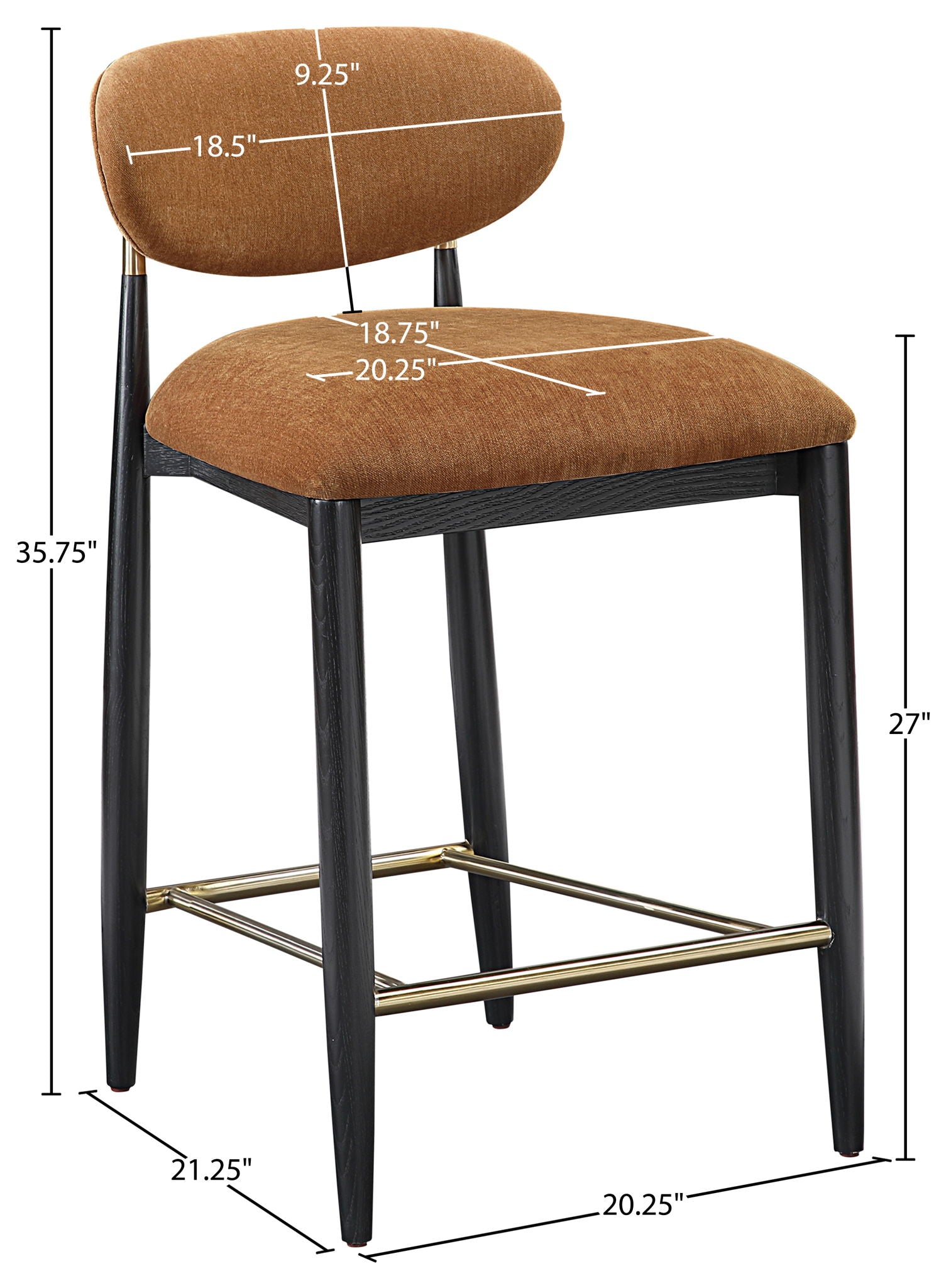 Riccio - Fabric Stool - Black Frame