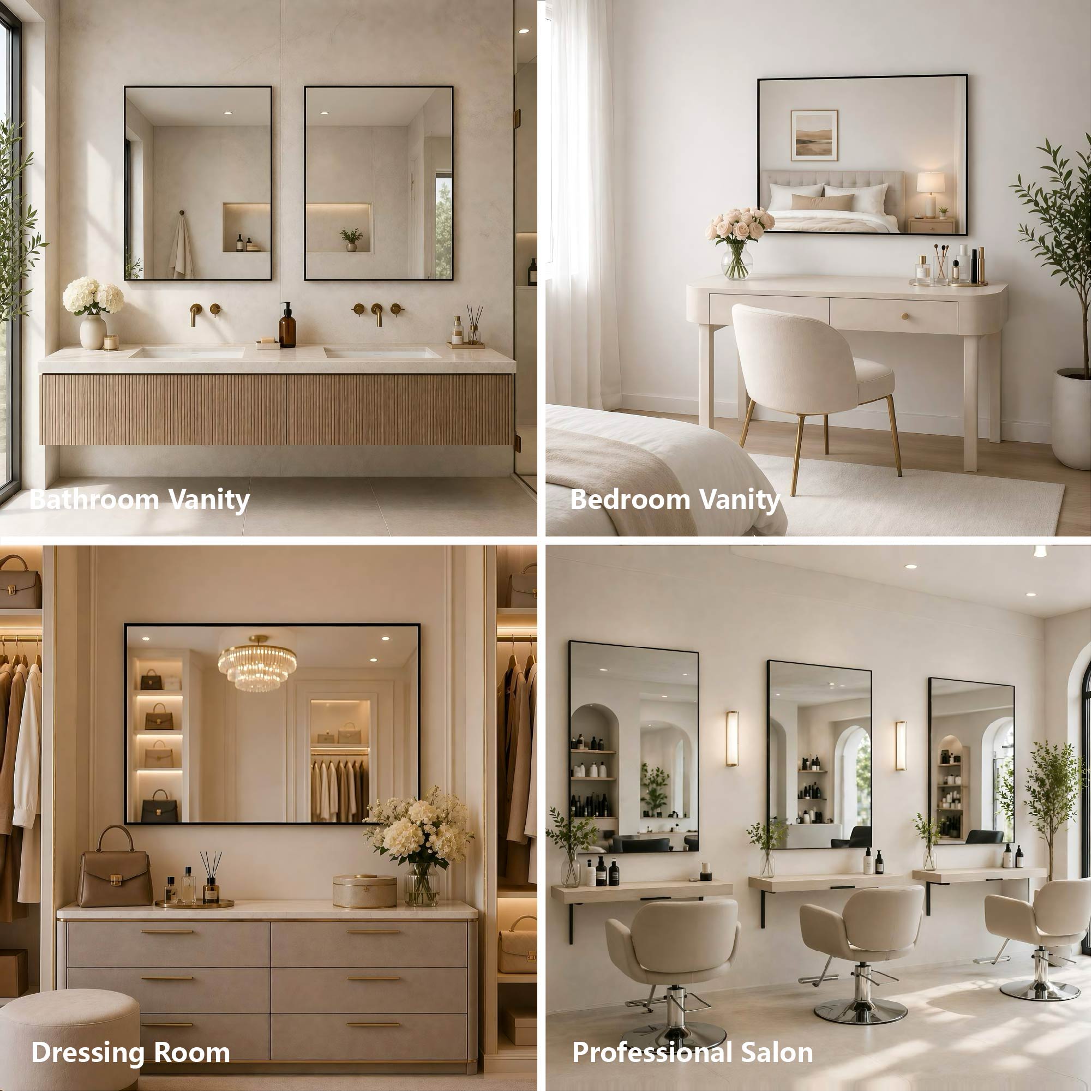Rectangular Framed Bathroom Wall Mirror, Horizontal Or Vertical Mount
