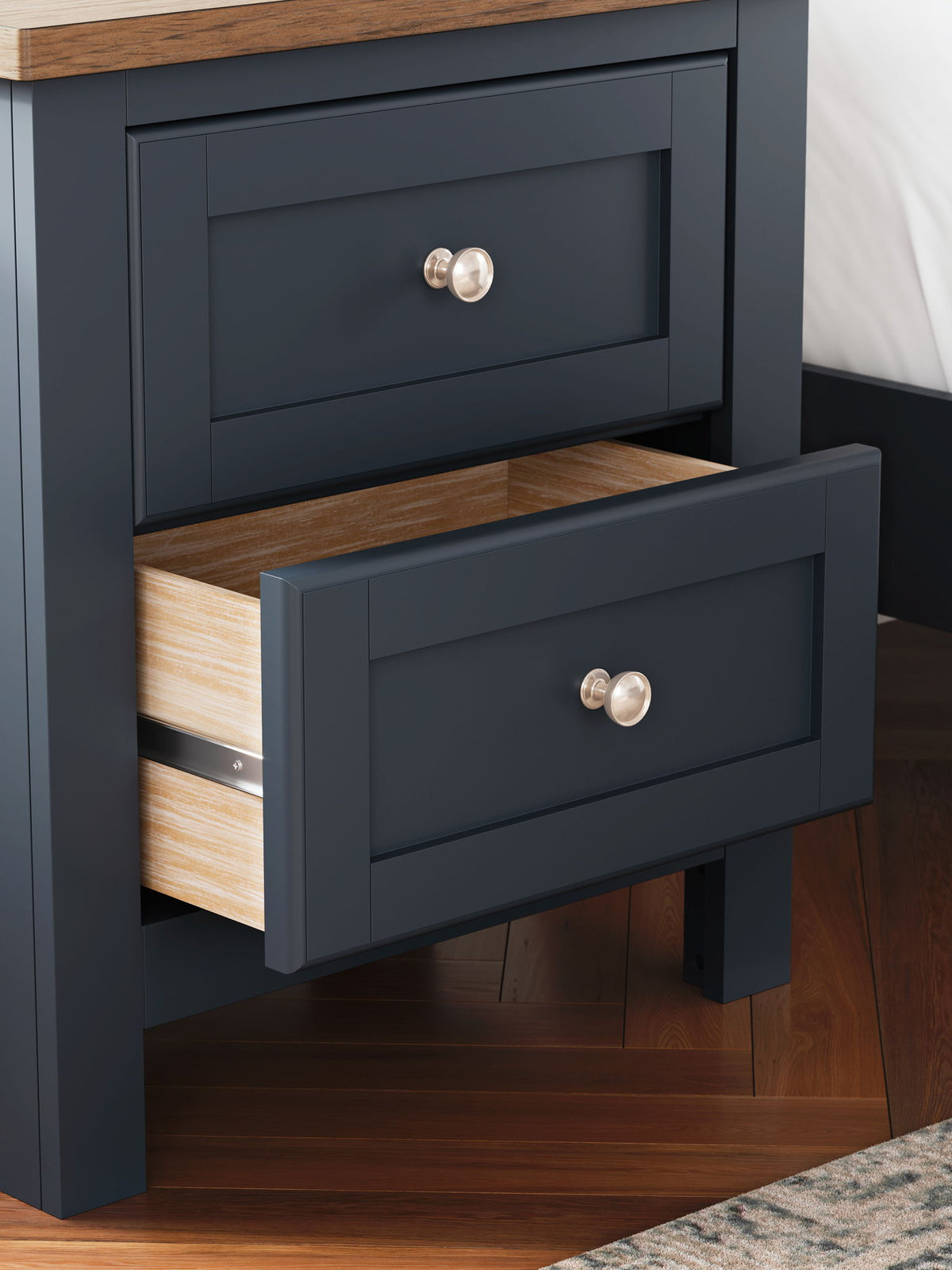 Landocken - Two Drawer Night Stand - Brown / Blue