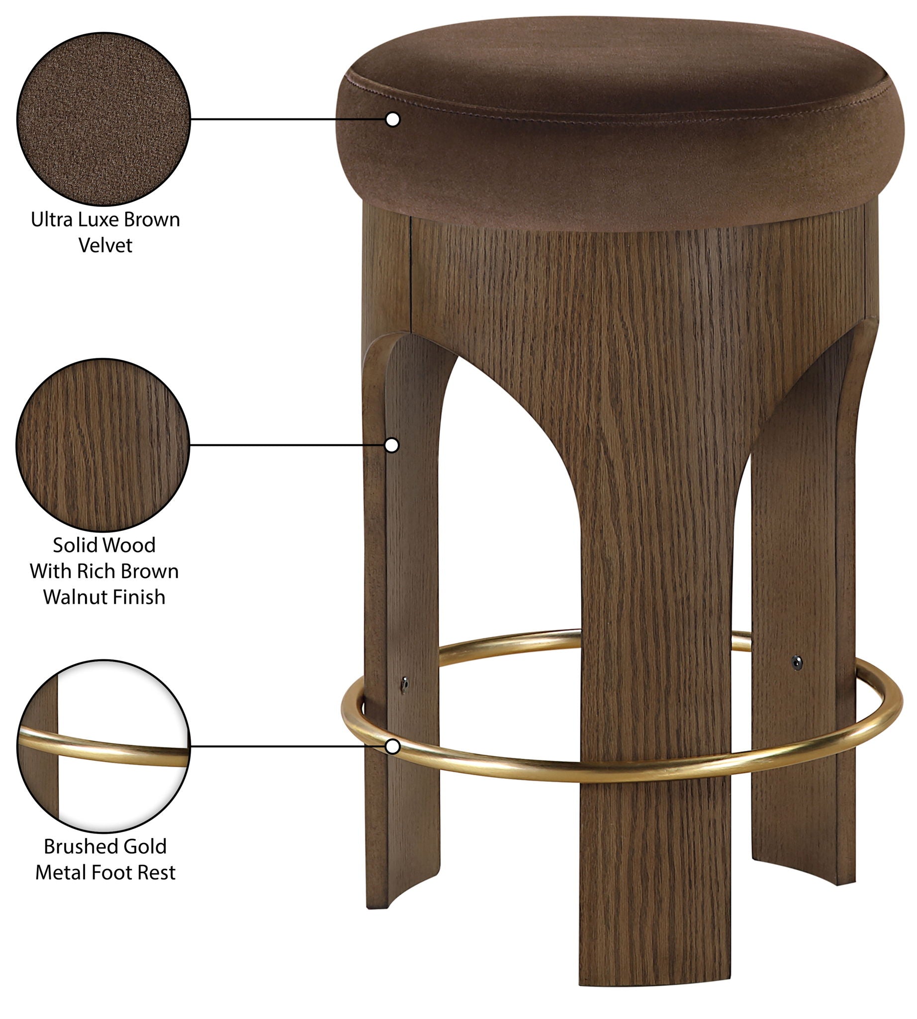 Bocceli - Counter Stool - Brown Base
