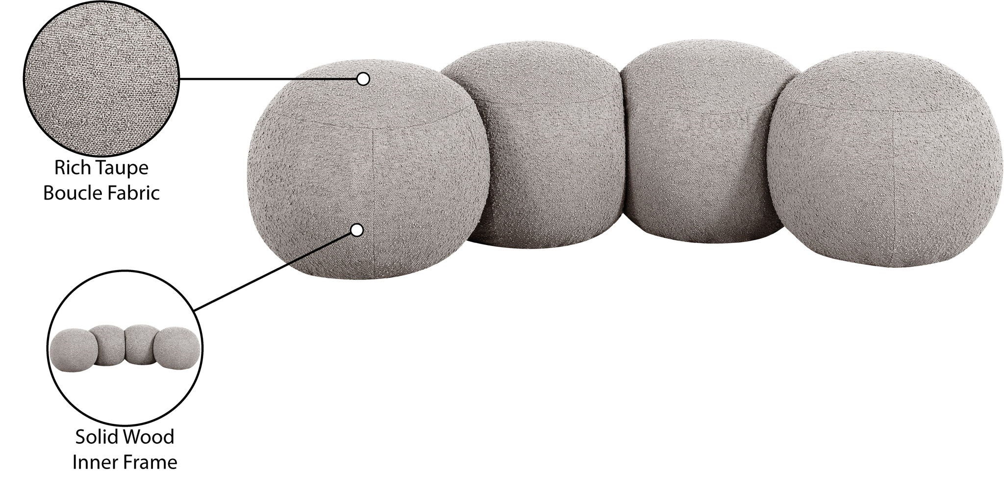 Apollo - Boucle Fabric Bench