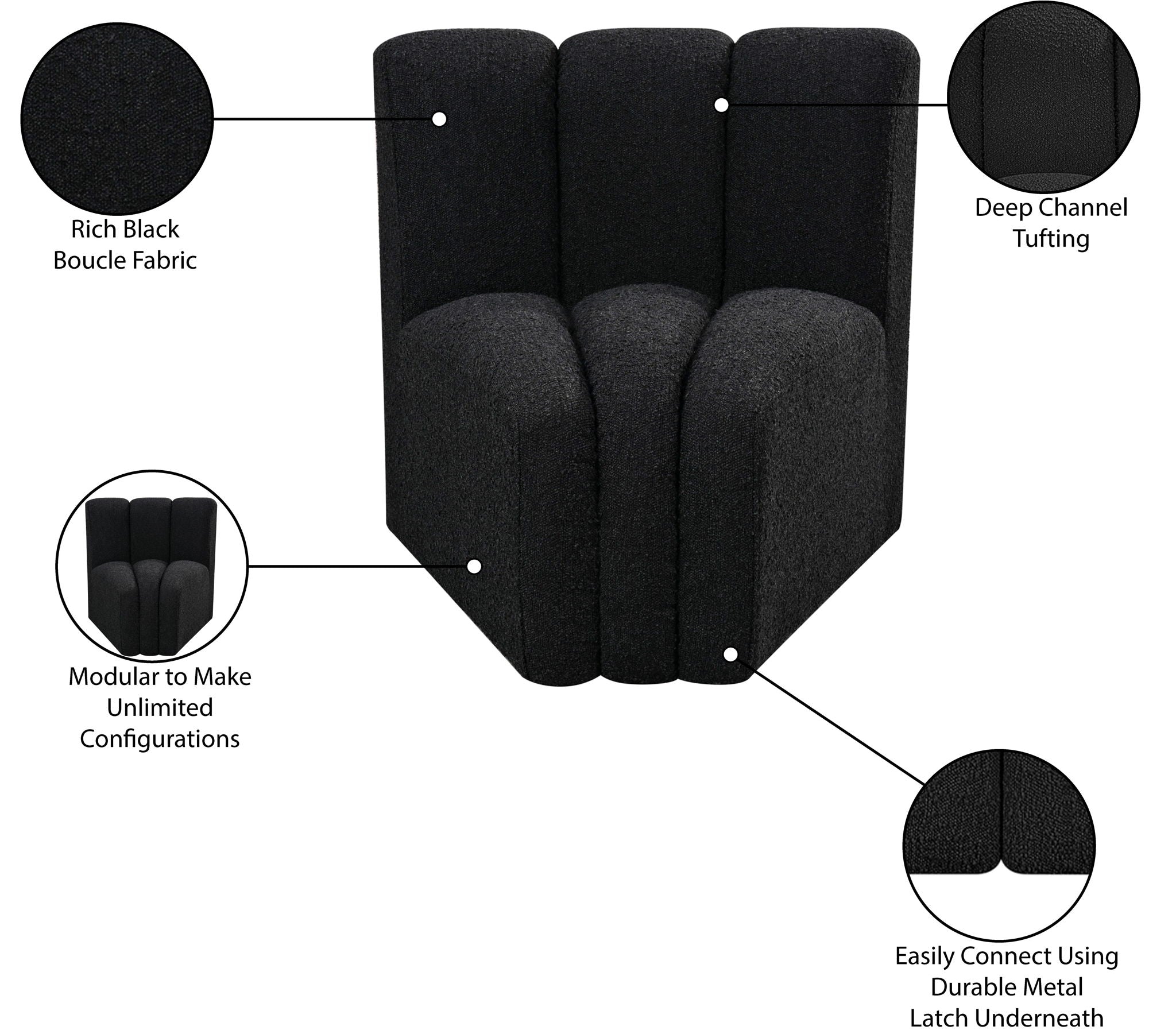 Arc - Boucle Fabric Curved Corner Chair