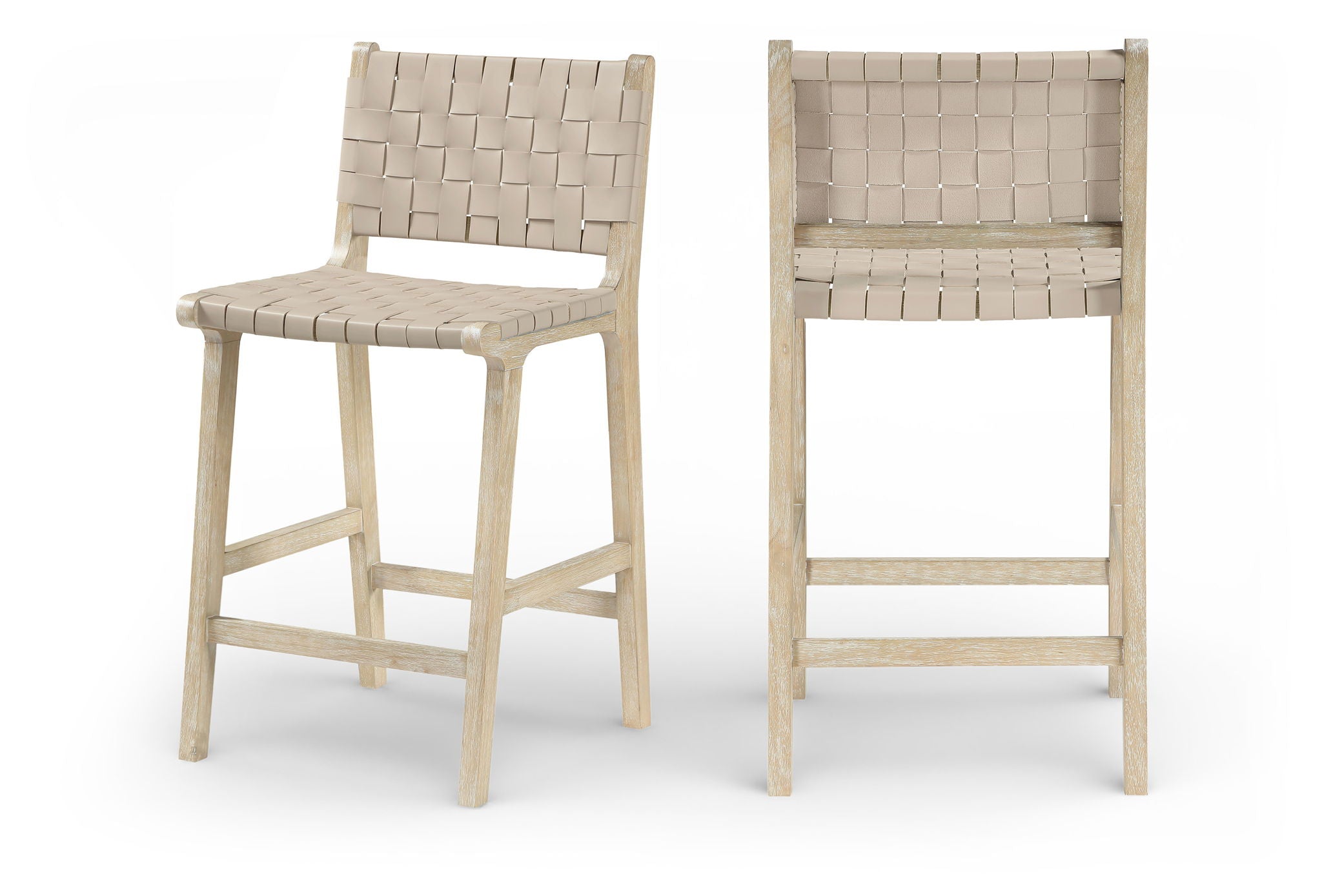 Entwine - Vegan Leather Upholstered Counter Stool - Painted Natural